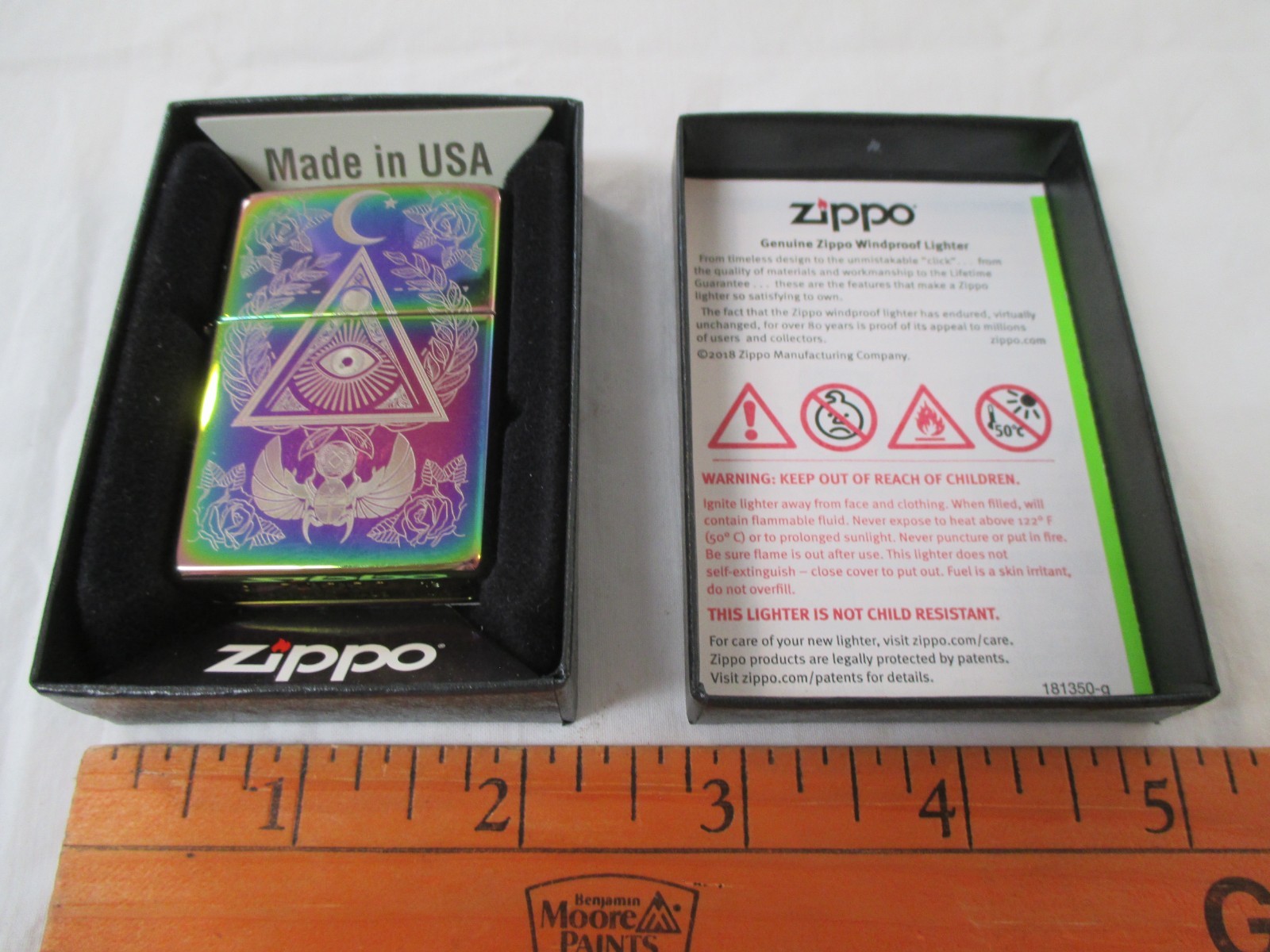 Zippo Windproof Lighter Eye of Providence Design Multi Color. Sealed. 49061