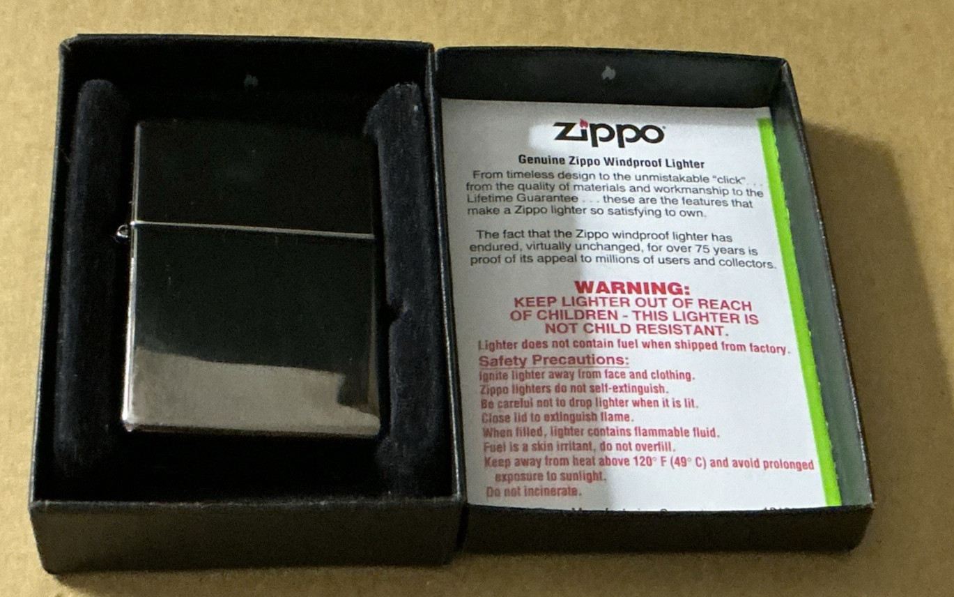 Zippo Windproof High Polished Chrome Lighter, New In Box