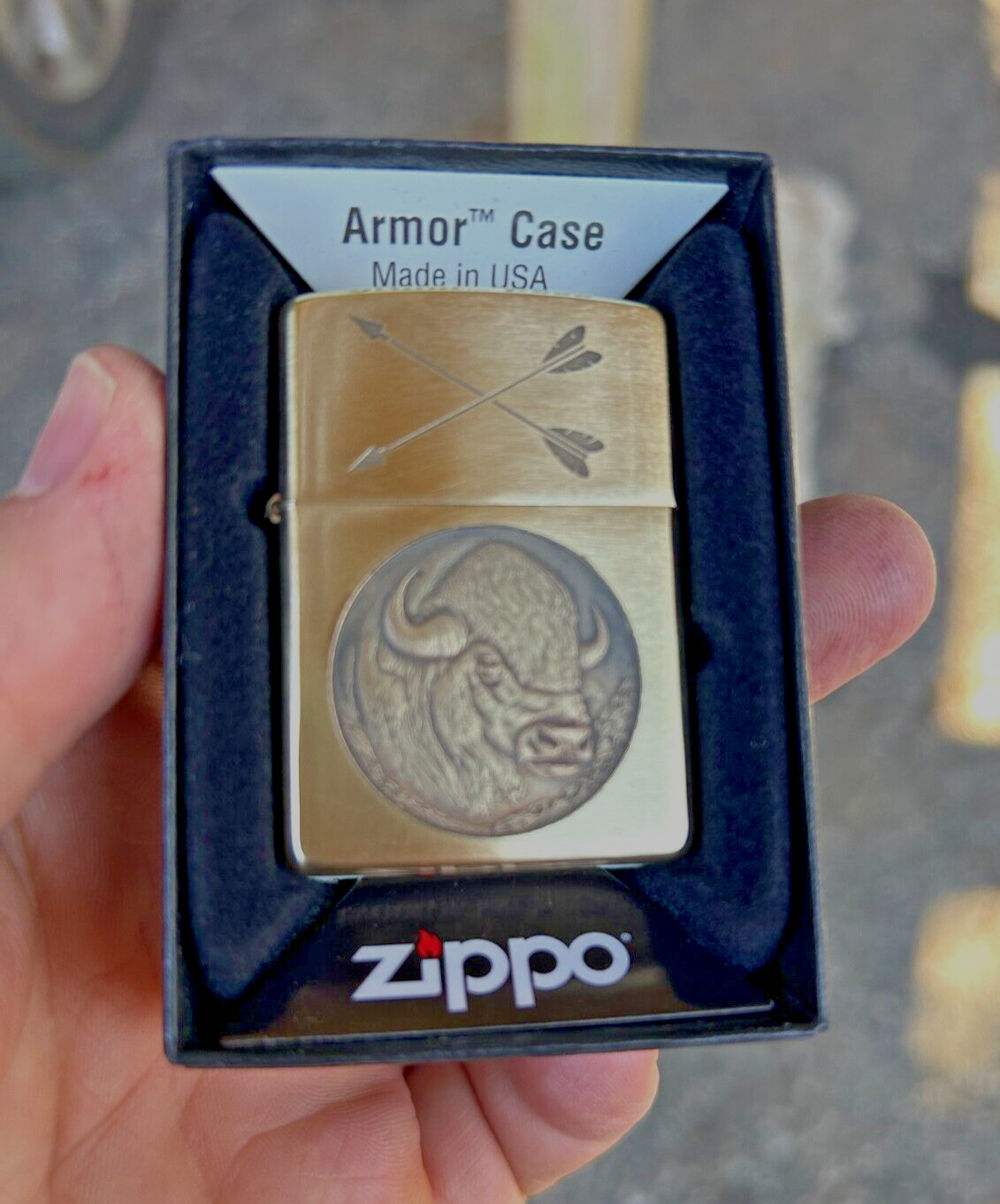 Buffalo Bust 3D Custom Engraved Zippo | Armor Case | Solid Brass | Made in USA