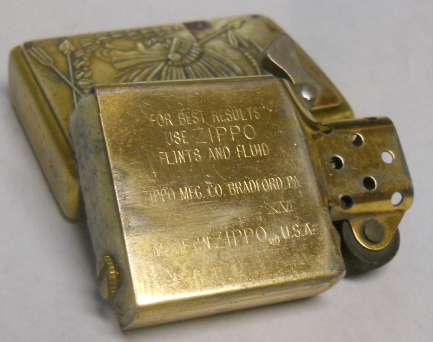 1999 Indian Chief Barrett Smythe Solid Brass Zippo lighter, Sparks