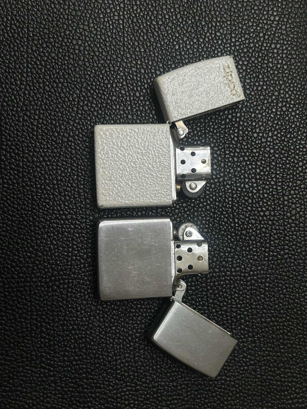 Zippo Collectible Lot of 2 Lighters Textured and Brushed Finish