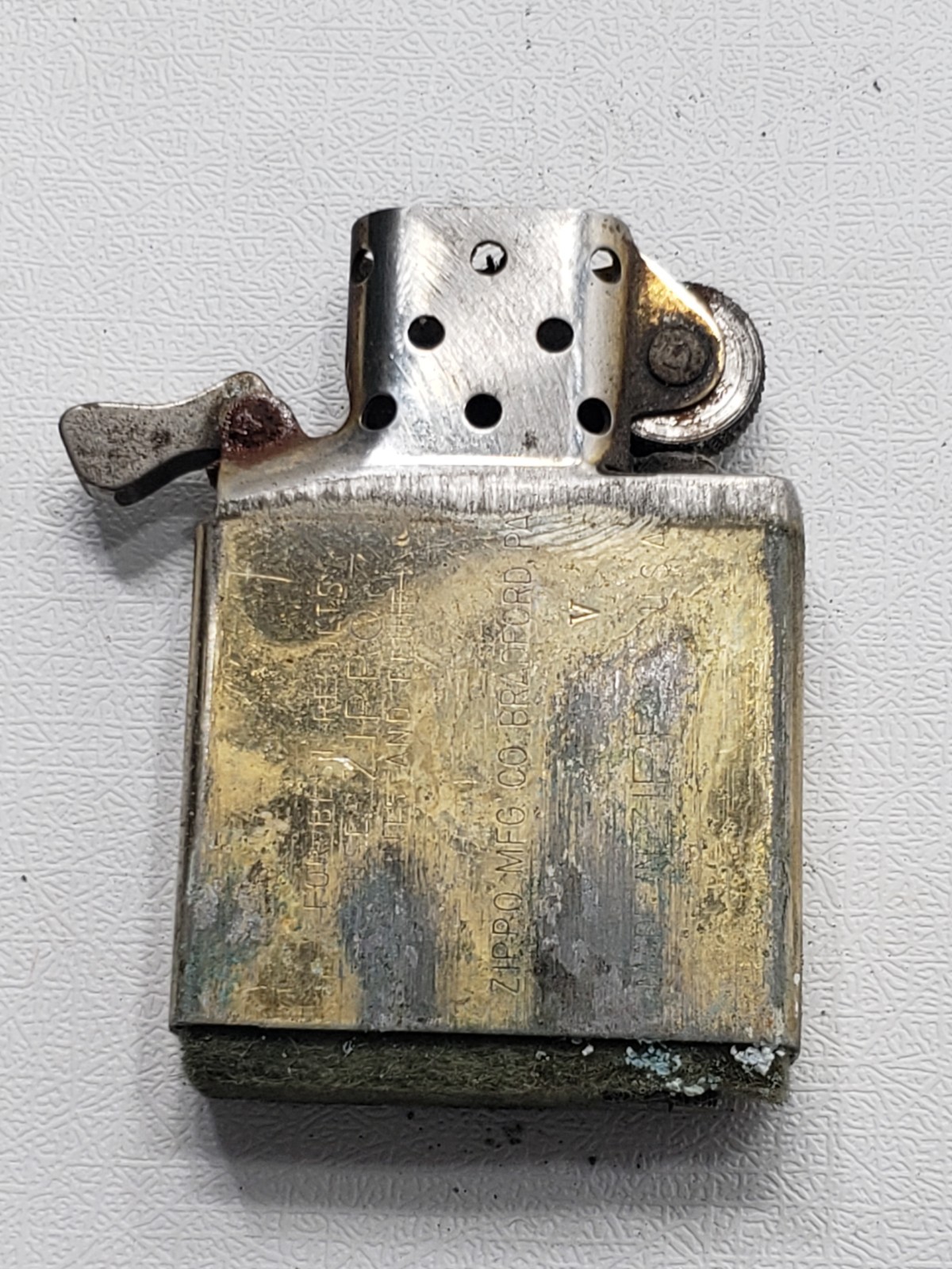 Vintage 1989 Zippo Solid Brass Lighter Patina Finish Bradford PA USA Untested