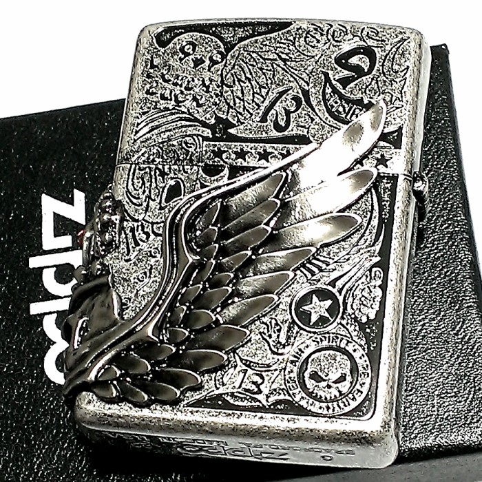 Zippo Fortune Head Silver Oxidized Skull 3 Sided Engraving Lighter Fortune Head