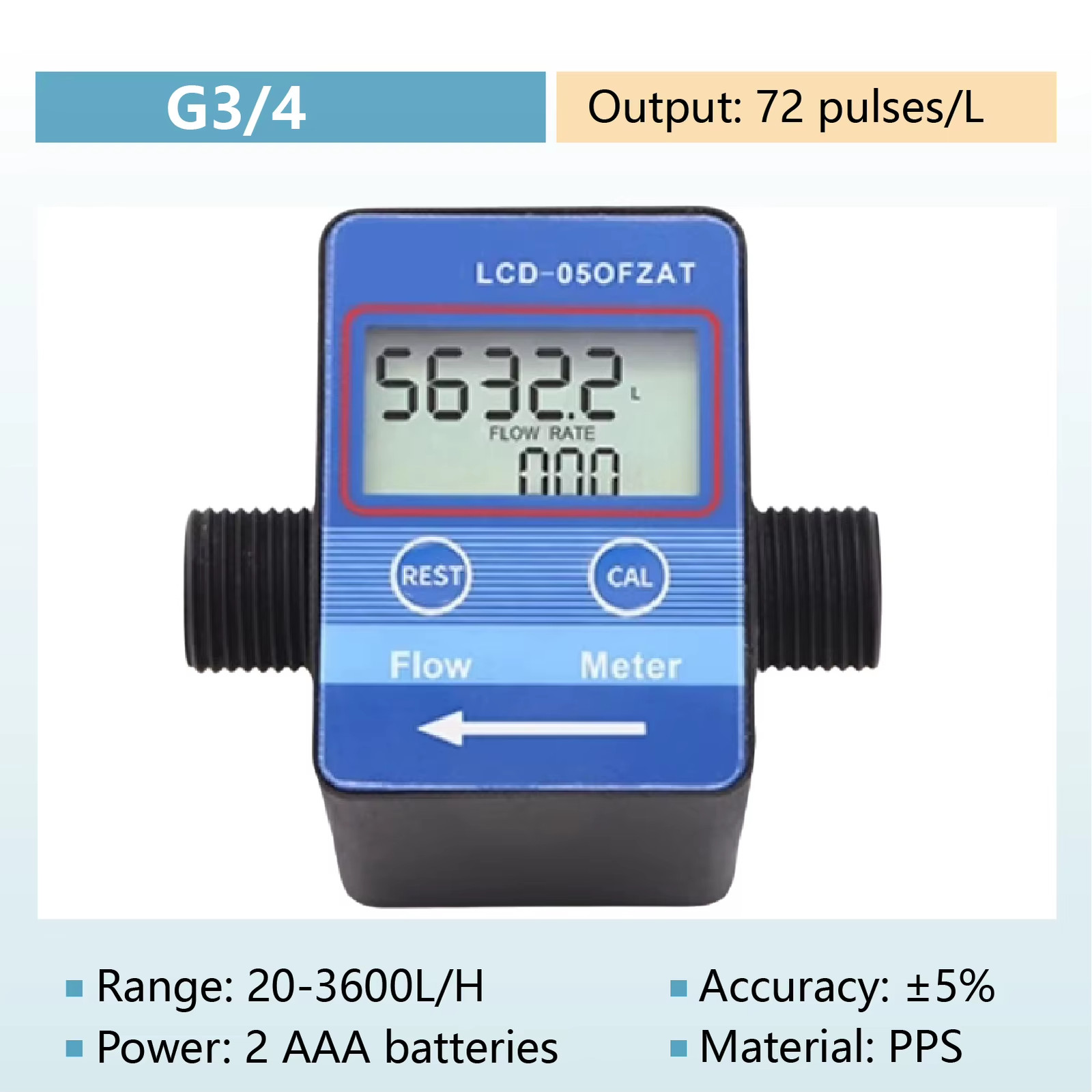 Digital Gear Flow Meter LCD Display G1/2 G3/4 Inline Industrial Gear Type Flow S