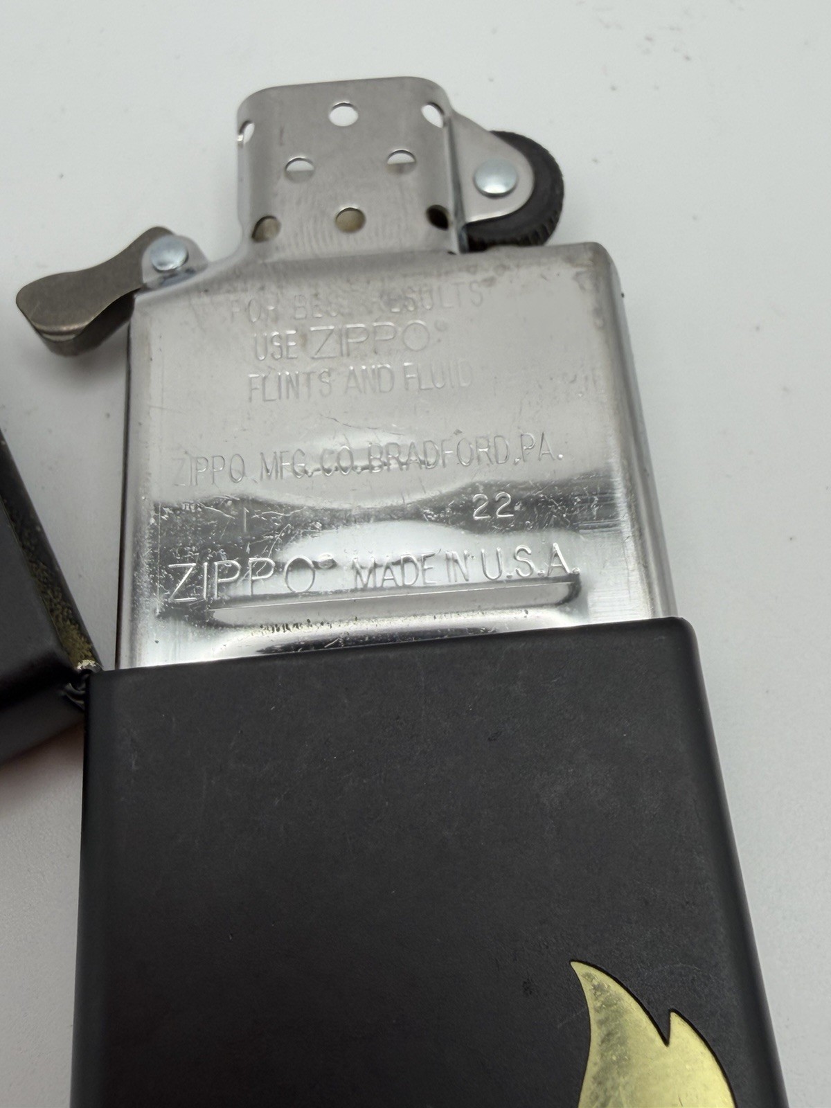 2022 Gold Zippo Flame Icon Black Matte Zippo Lighter New