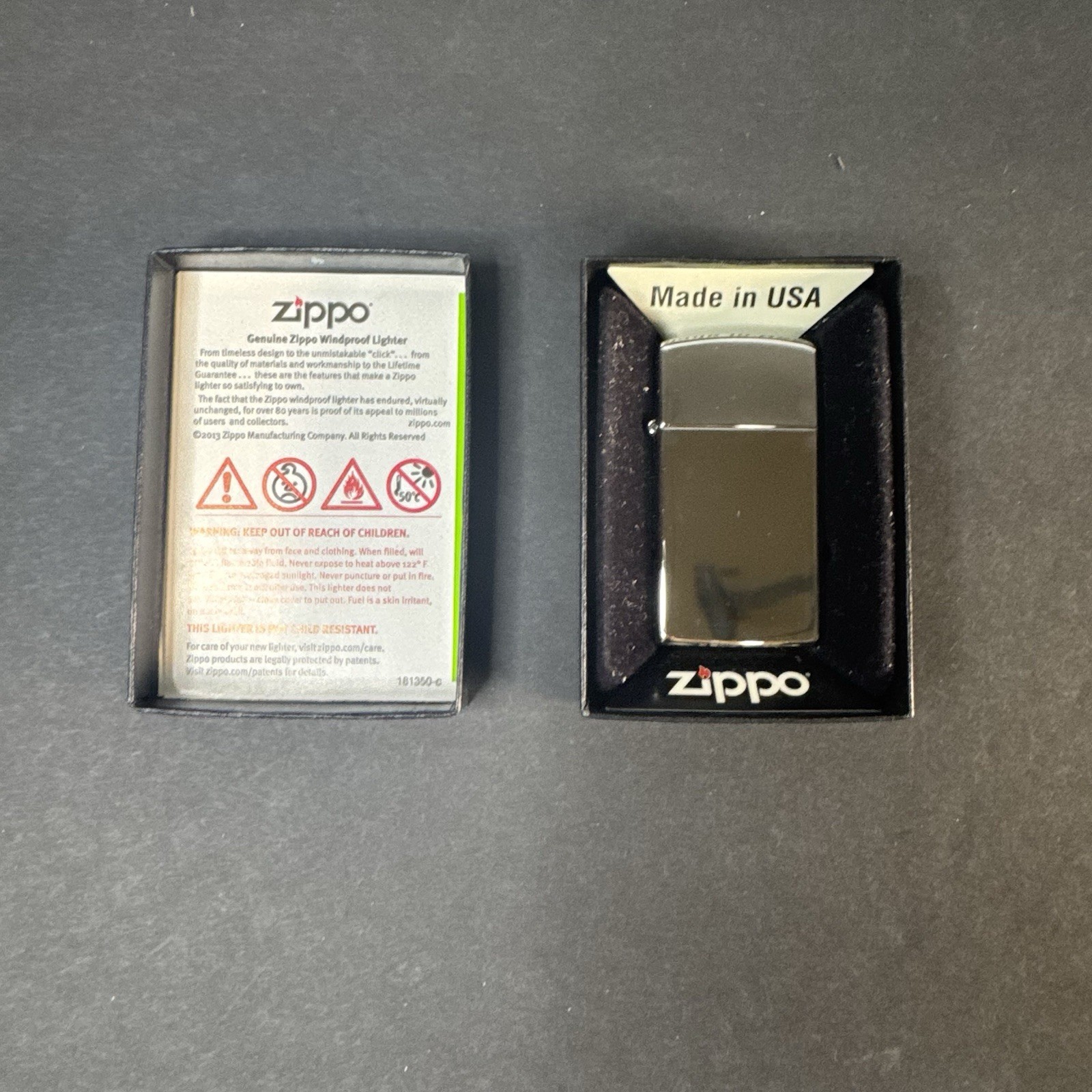 Zippo Slim High Polish Chrome 1610 Lighter 2015 New In Box Made USA