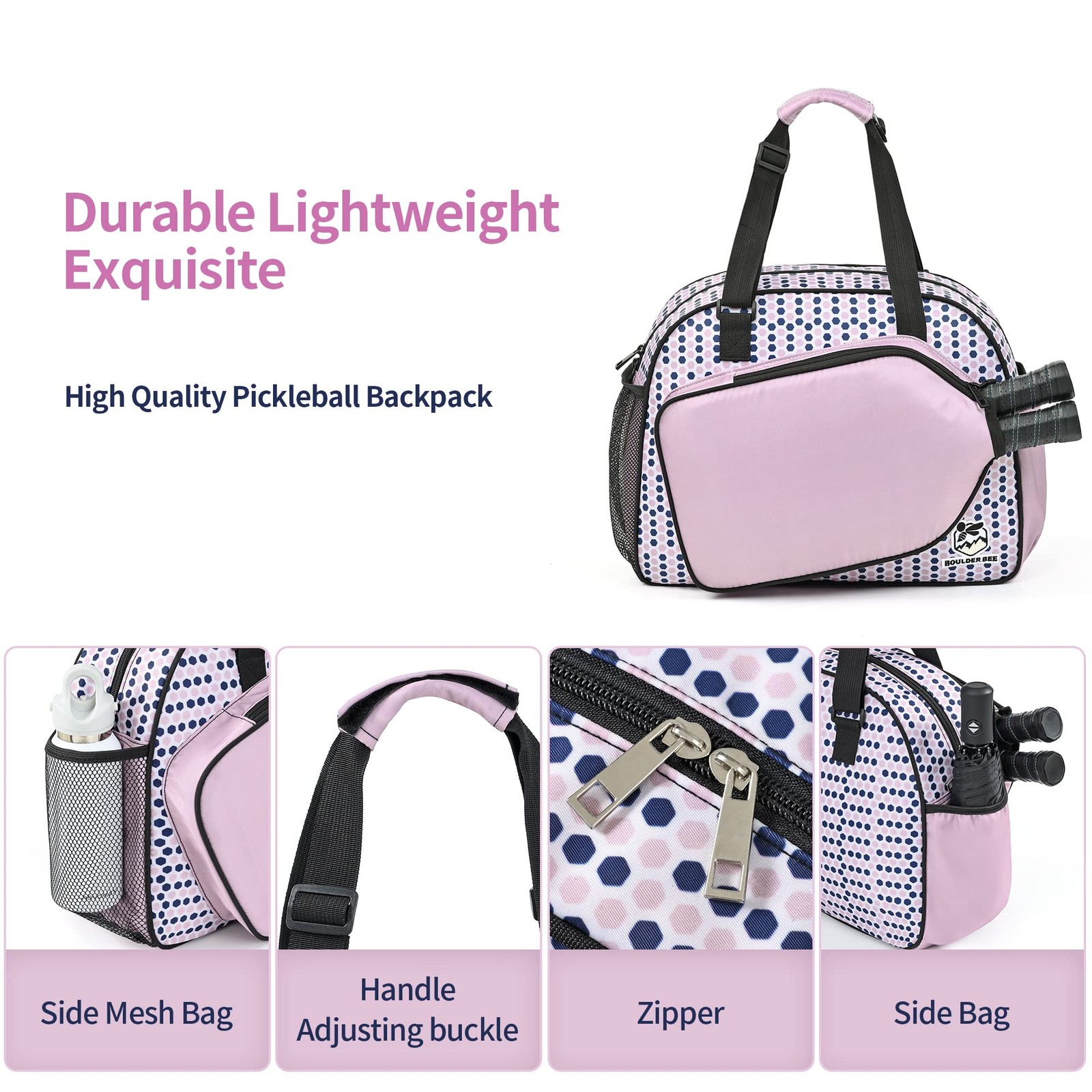 Boulder Bee Pickleball Bag Tote for Women – Holds 2 Paddles, Gear, Water Bottle