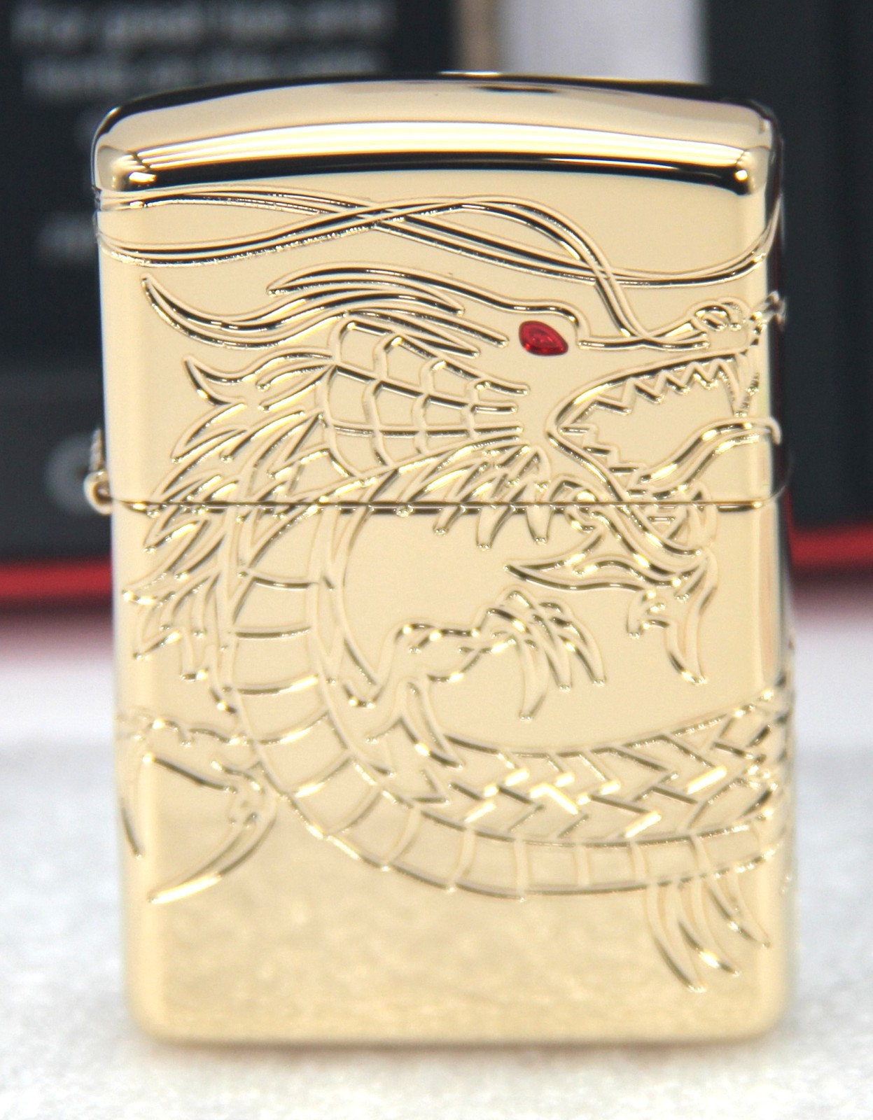 ZIPPO LIGHTER CHINESE DRAGON GOLD PLATED ARMOR 360° MULTICUT ENGRAVING NEW