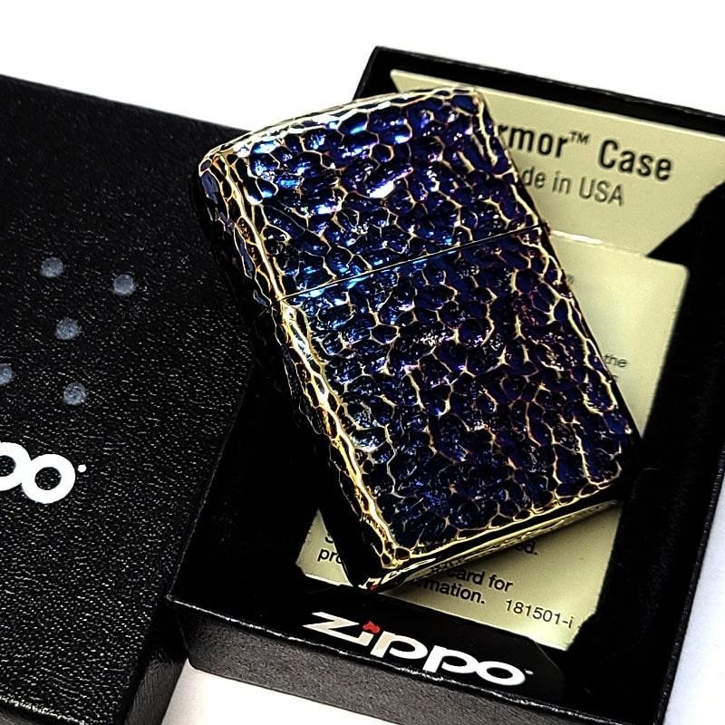 Zippo Armor Hammertone Metal 5 Sided Processing Aurora Gold Lighter Japan