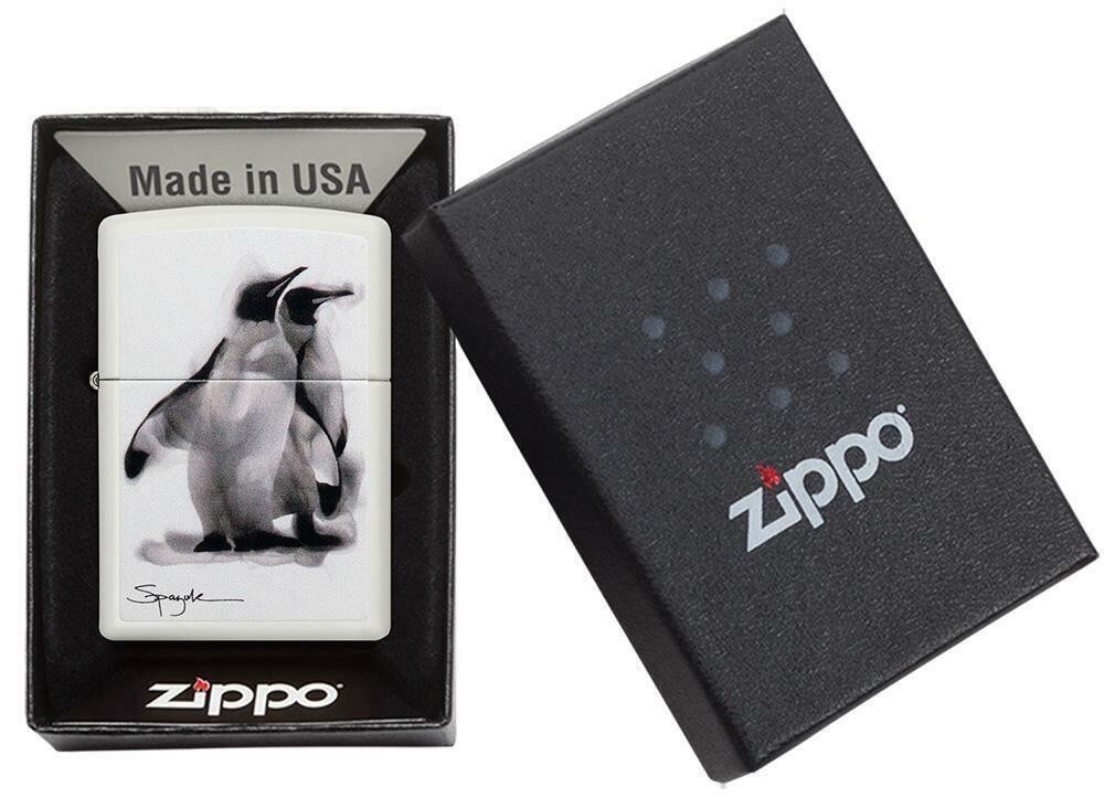Zippo Spazuk Smoking Penguin Design White Matte 49092