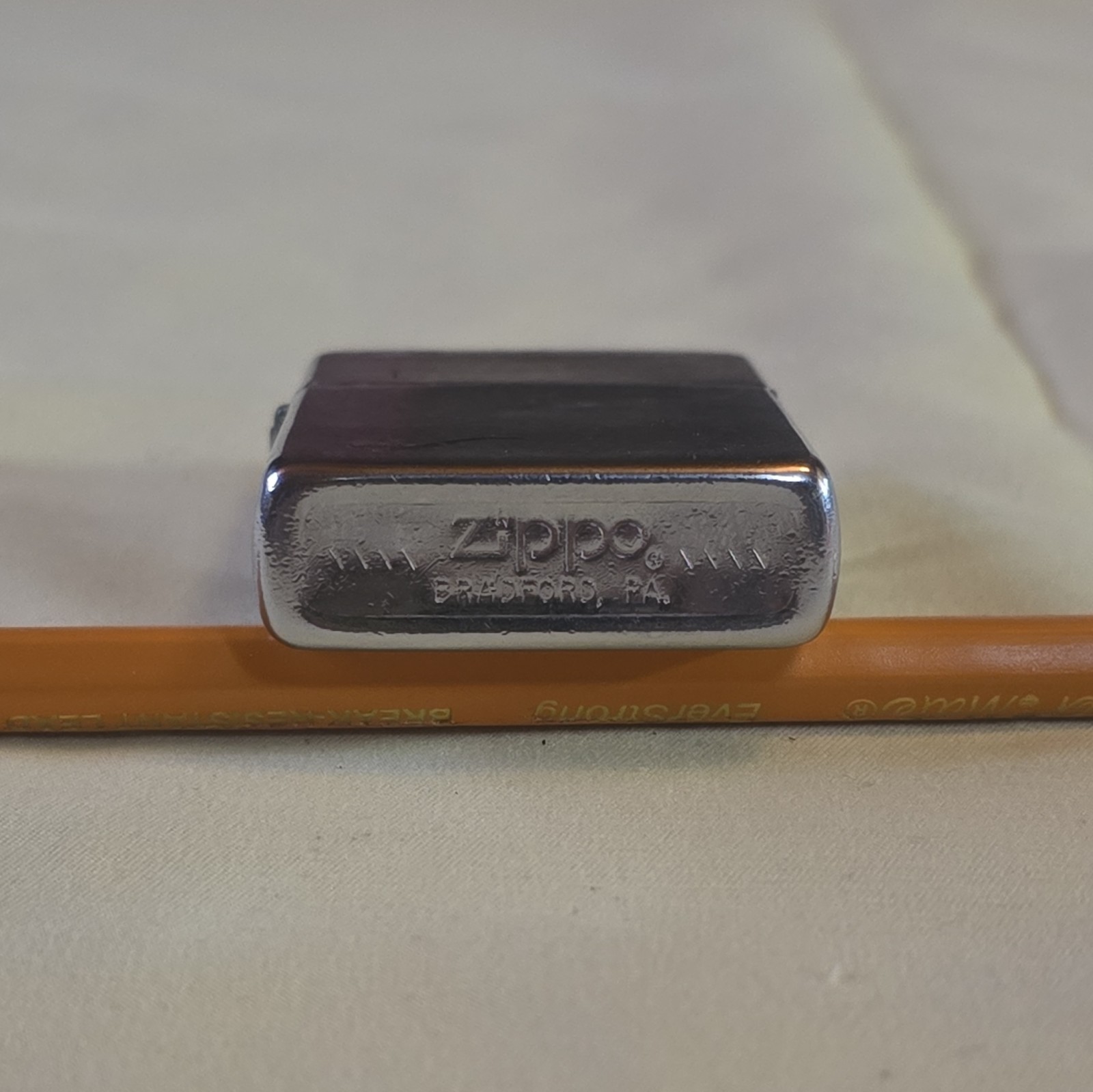 Zippo Flip Top Lighter, Brushed Chrome Silver Tone Pipe Graphic, Bradford PA