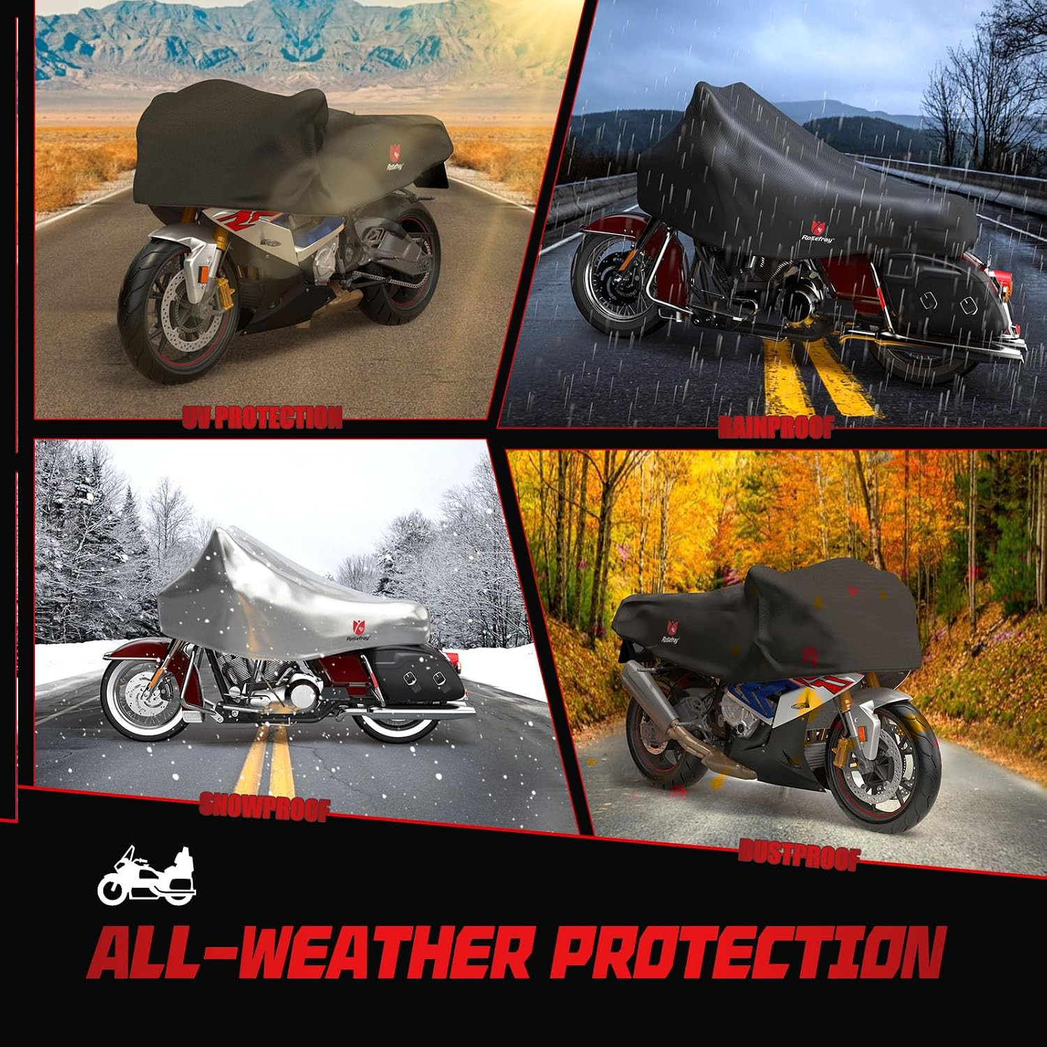 420D Motorcycle Half Cover-Outdoor Waterproof All Weather Protection Lightweight