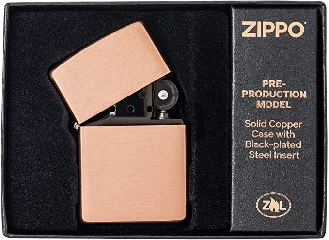 Zippo Solid Copper Case Lighter, Black-plated Steel Insert, 2022 Limited Edition