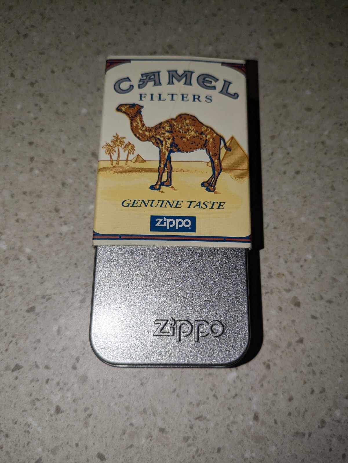 Vintage Camel Joe Brass Medallion On Textured Black Zippo Tuxedo Joe New In Box