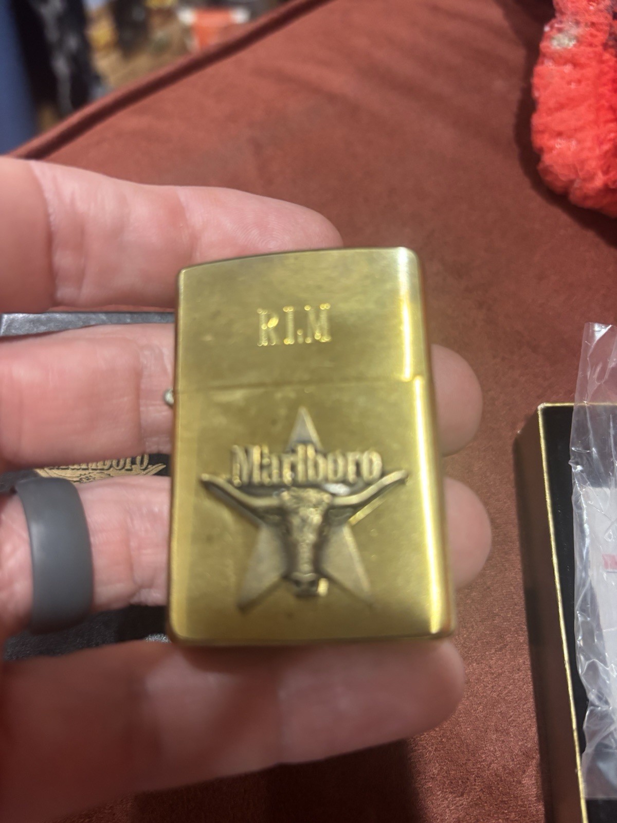 Vintage 1991 Marlboro Longhorn Zippo Lighter Solid Brass In Box Engraved RLM