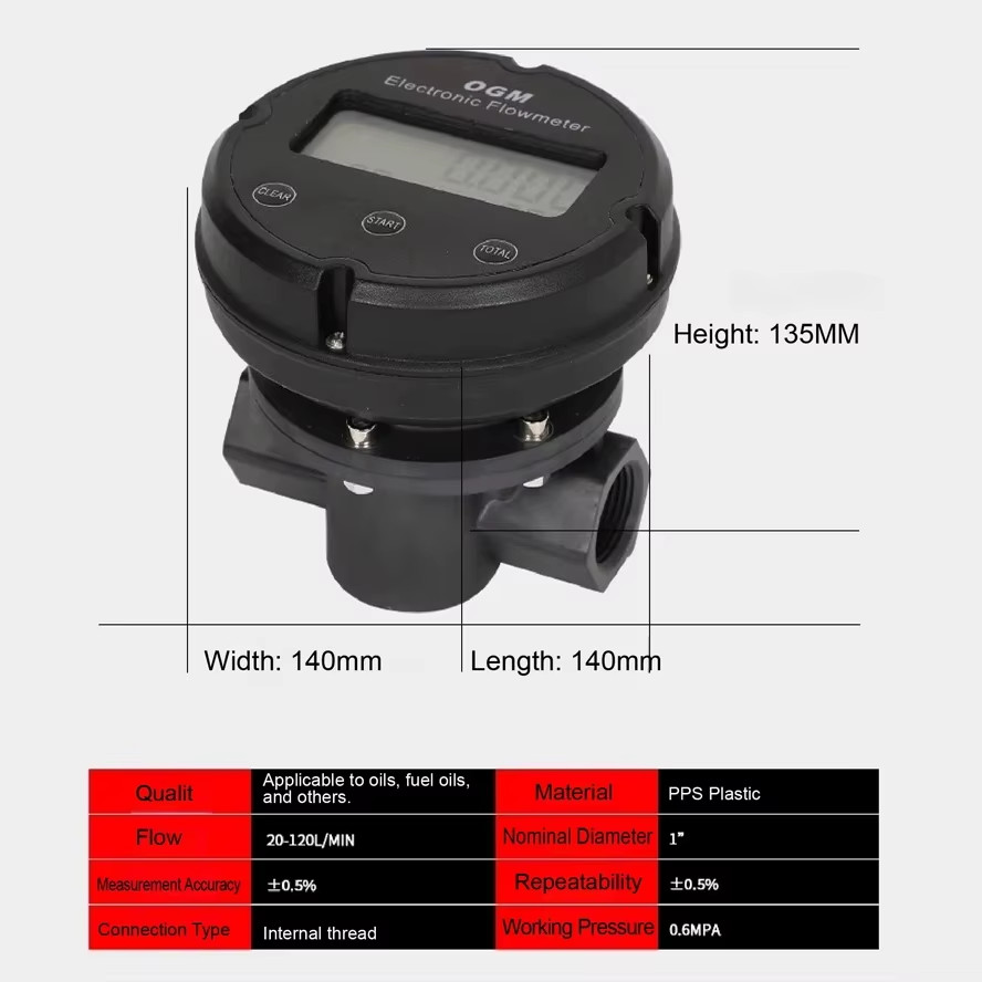 OGM Digital Oval Gear Flow Meter 1inch High Precision Electronic Fuel Diesel Gas