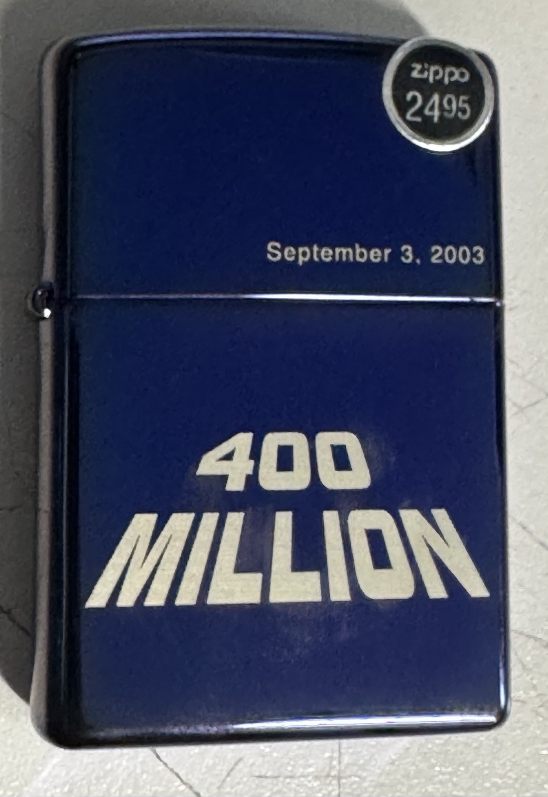 ZIPPO 2003 400 MILLION SEPTEMBER 3, 2003 PURPLE ABYSS LIGHTER SEALED IN BOX G52