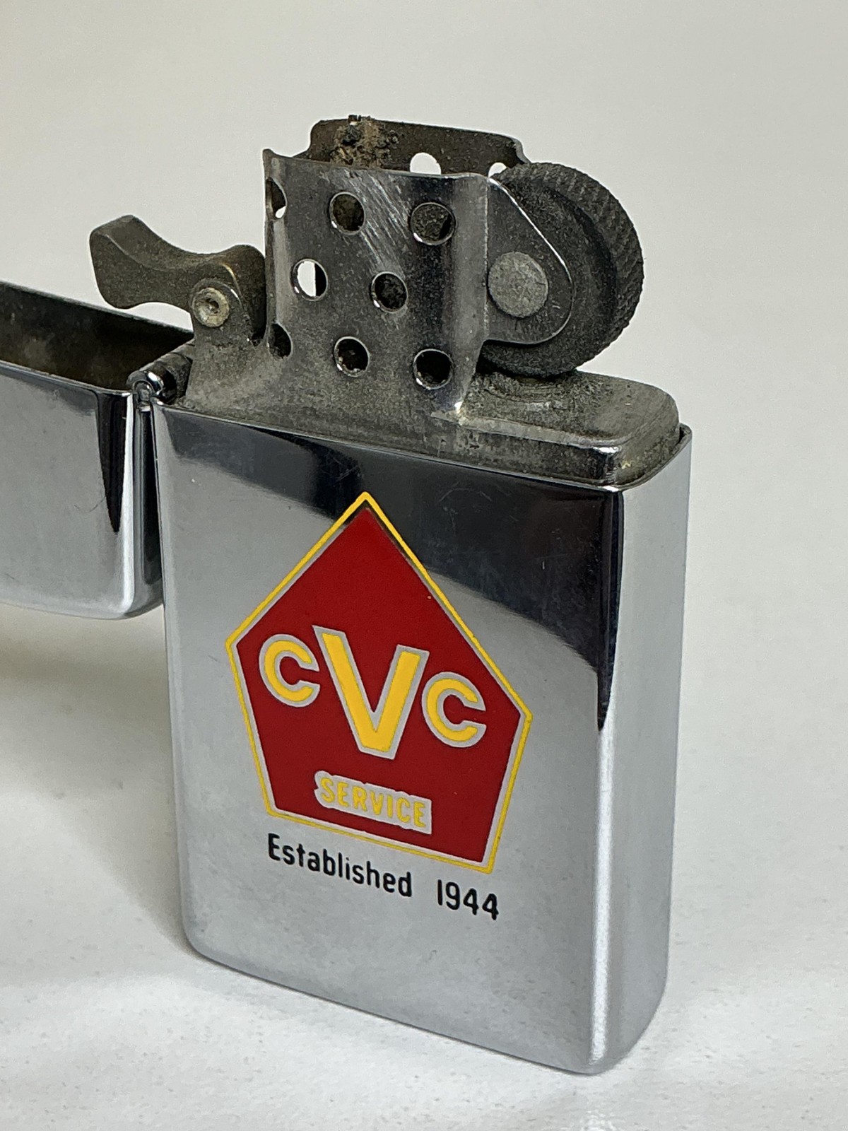 Zippo CVC Service Established 1944 Chrome Advertising Lighter USA Auto Logo