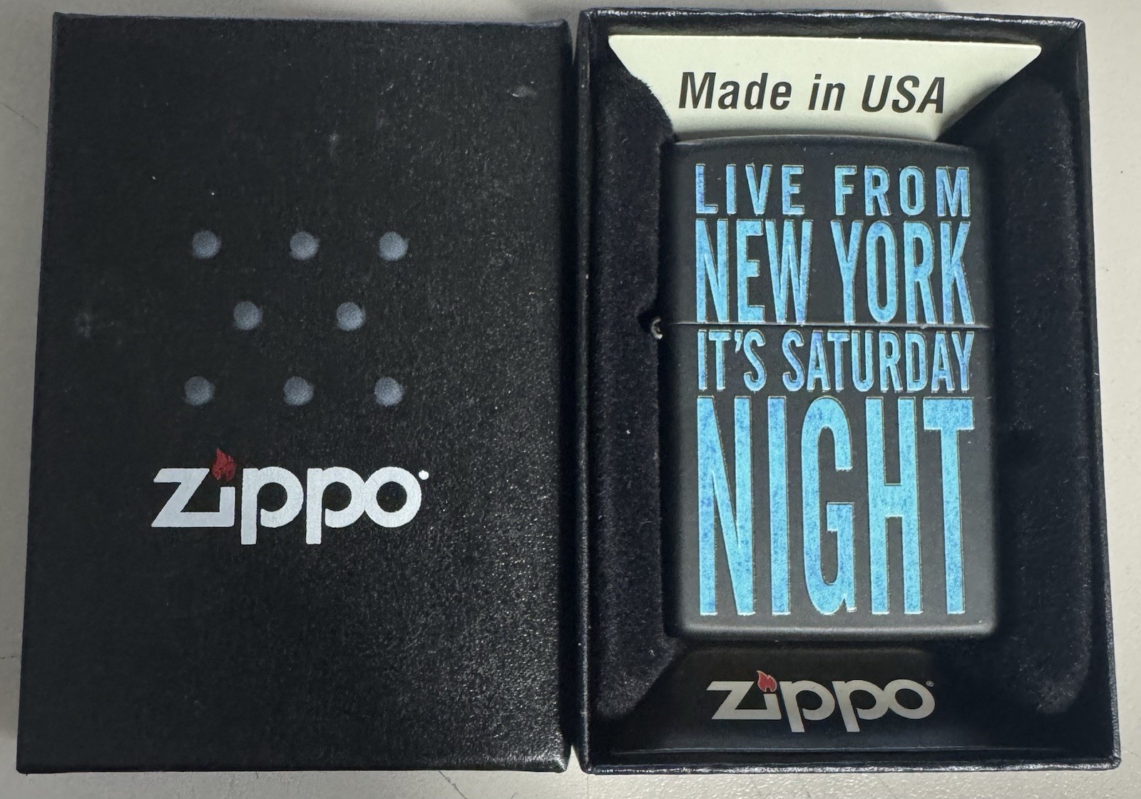 ZIPPO 2012 LIVE FROM NEW YORK ITS SATURDAY NIGHT MATTE LIGHTER SEALED IN BOX D61