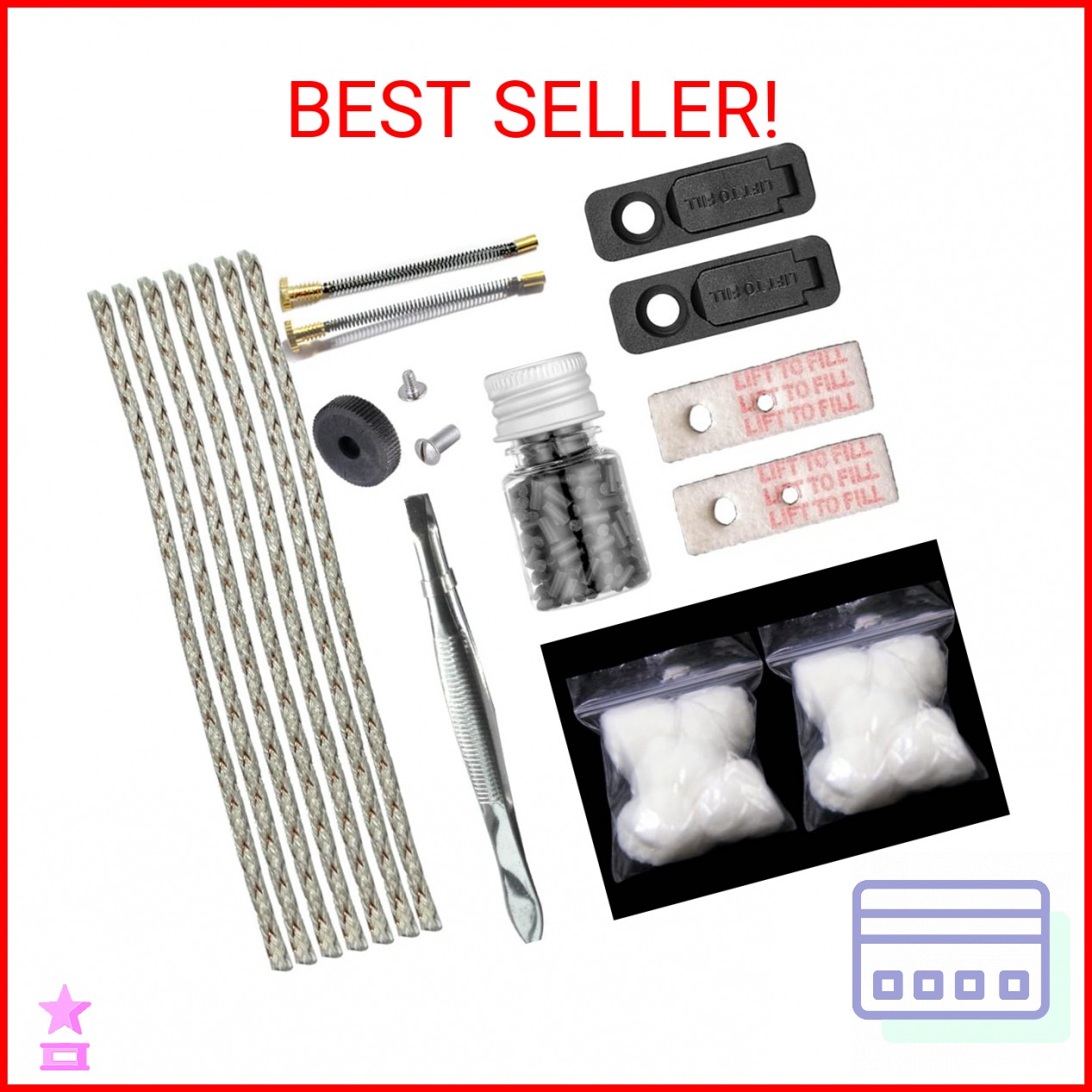 Universal Lighter Replacement Repair Kit (Spring Screw, Flint Stone, Cotton, Wic