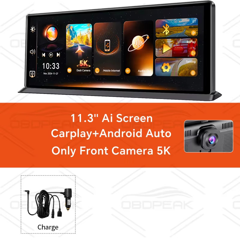 K8 Pro Front 5K Rear 1080P Dash Cam Camera 11.3″ Touch Ai Screen Carplay & Andro