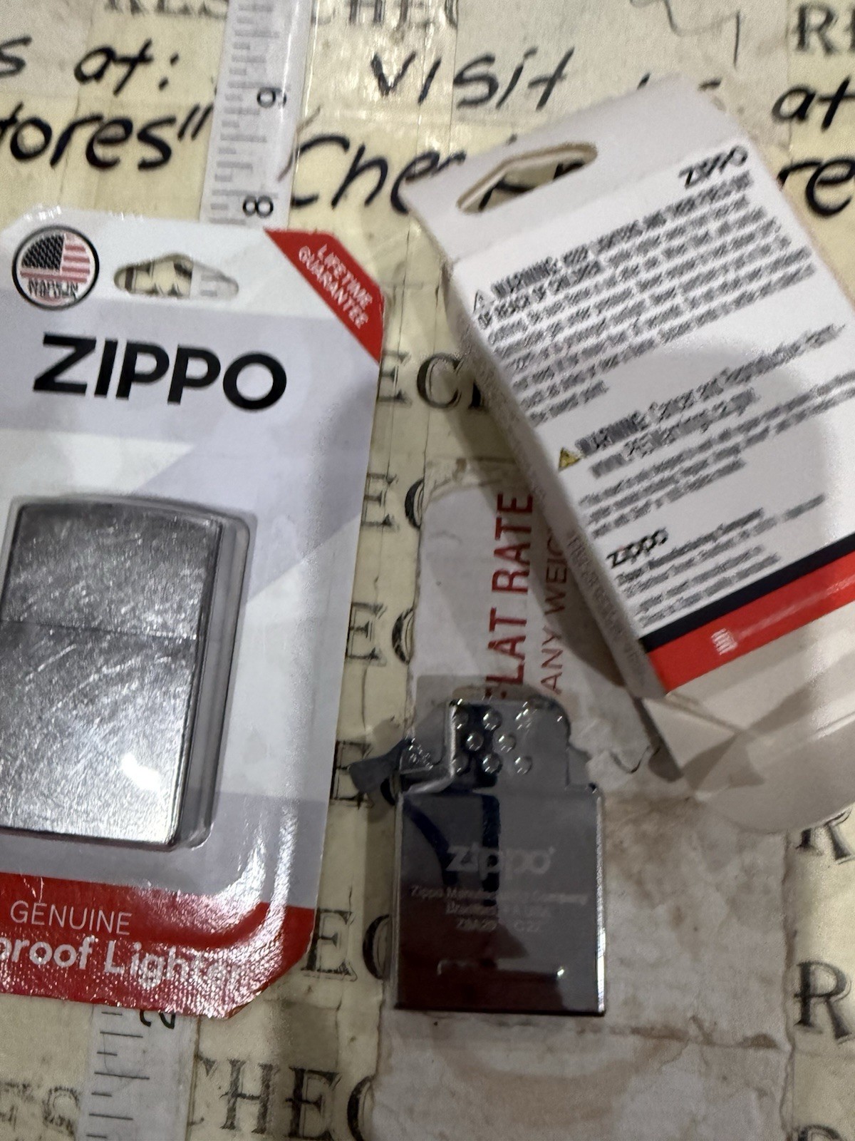 Zippo WPL Chrome Lighter & Zippo Yellow Flame Butane Insert Regular, Made USA
