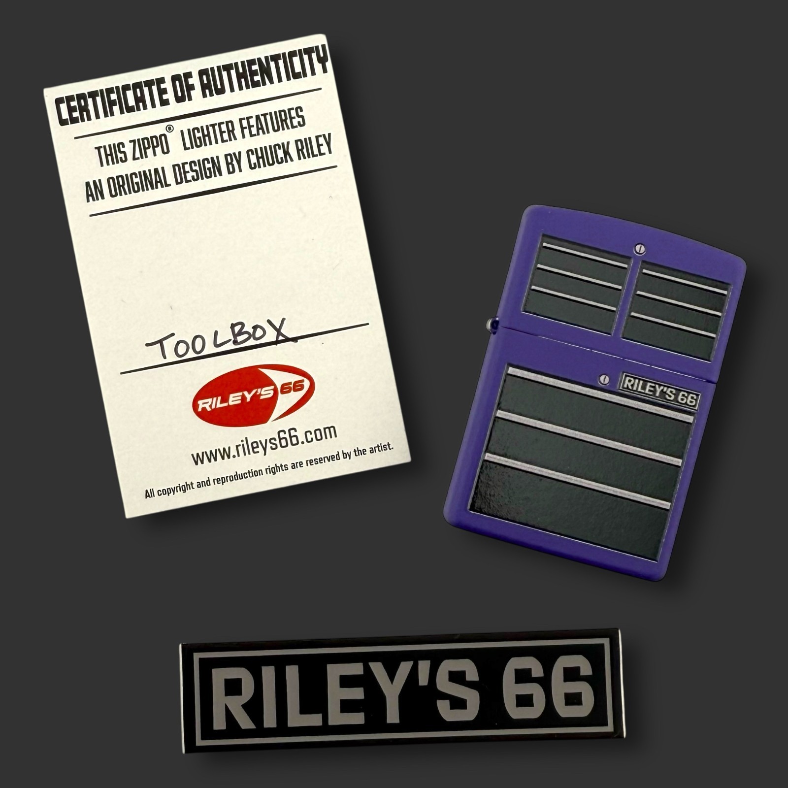 EXCLUSIVE! Riley’s 66 Zippo Lighter – Toolbox – Texture Print – Purple Matte