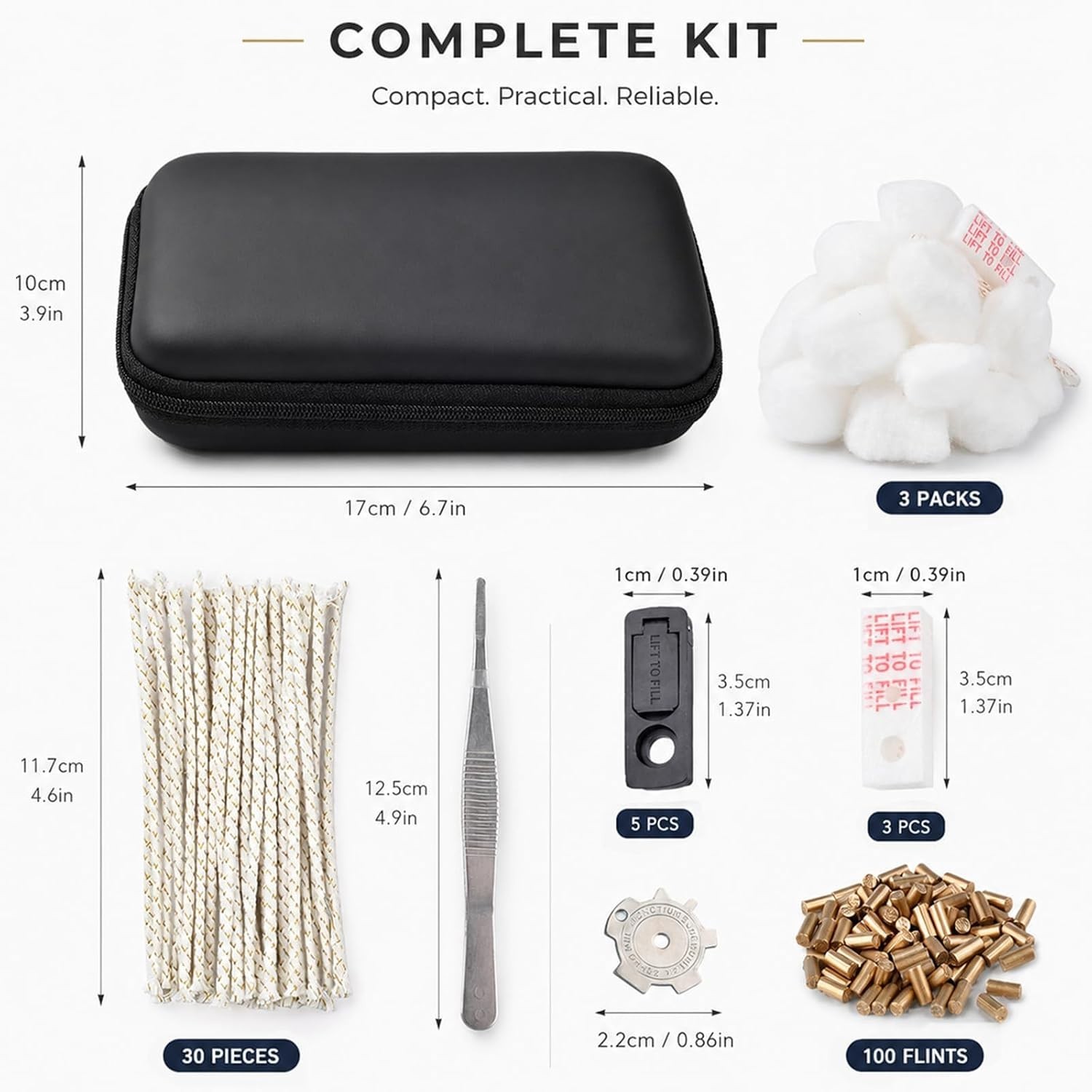 Zippo Repair Kit – Replacement Parts with Cotton, Flint, Wick, Pad & Tool