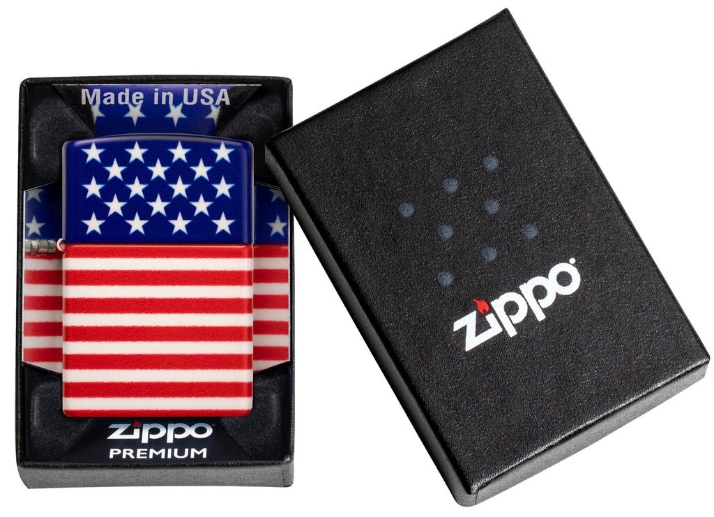 Zippo Windproof American Flag Patriotic Lighter, Wrap Around Design, 48700, NIB