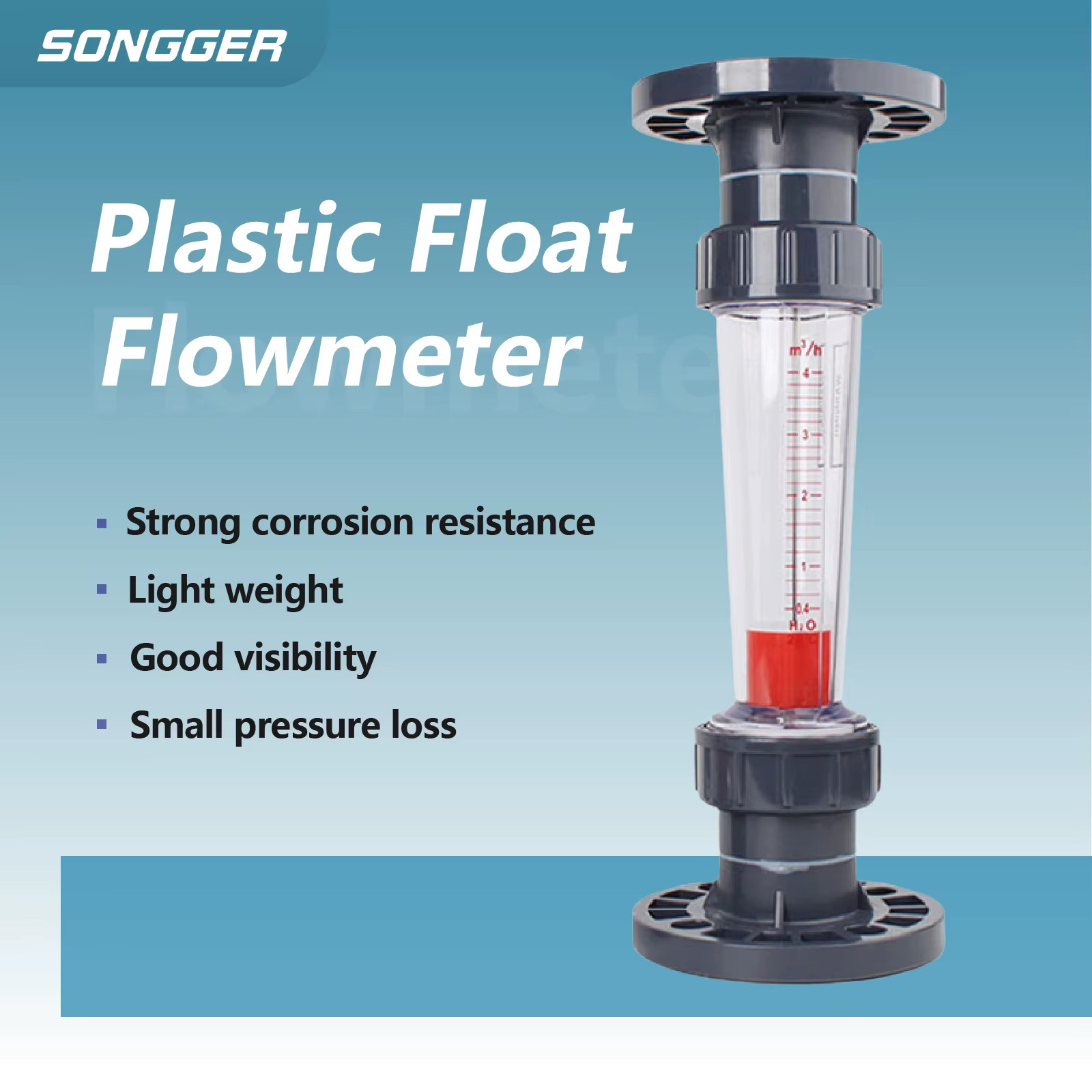 LZS-15 Plastic Float Flowmeter DN15 Inline Water Flow Meter Variable Area Rotame