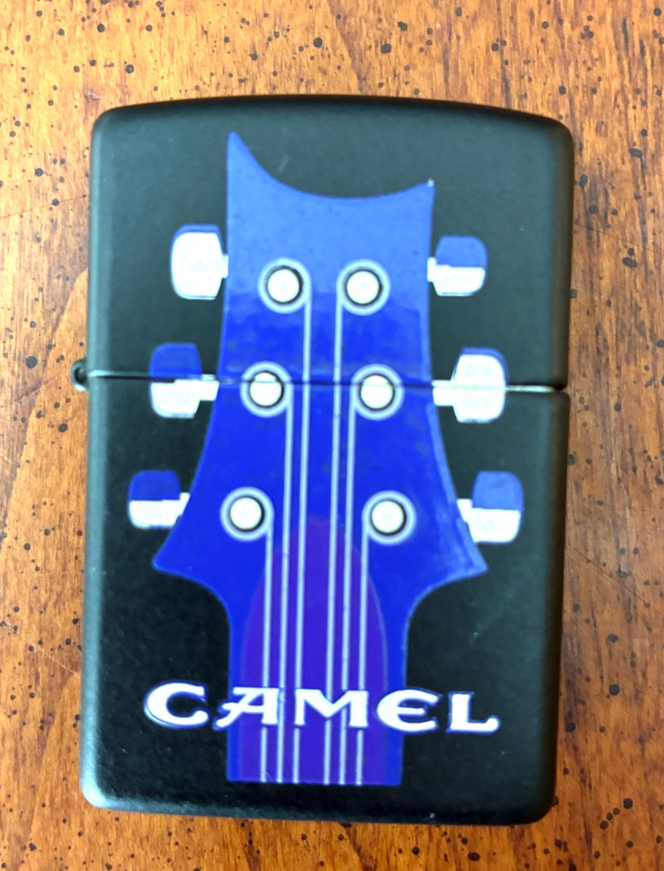 Zippo CAMEL GUITAR HEAD & MUSIC NOTE BLK MATTE LIGHTER DOUBLE SIDE
