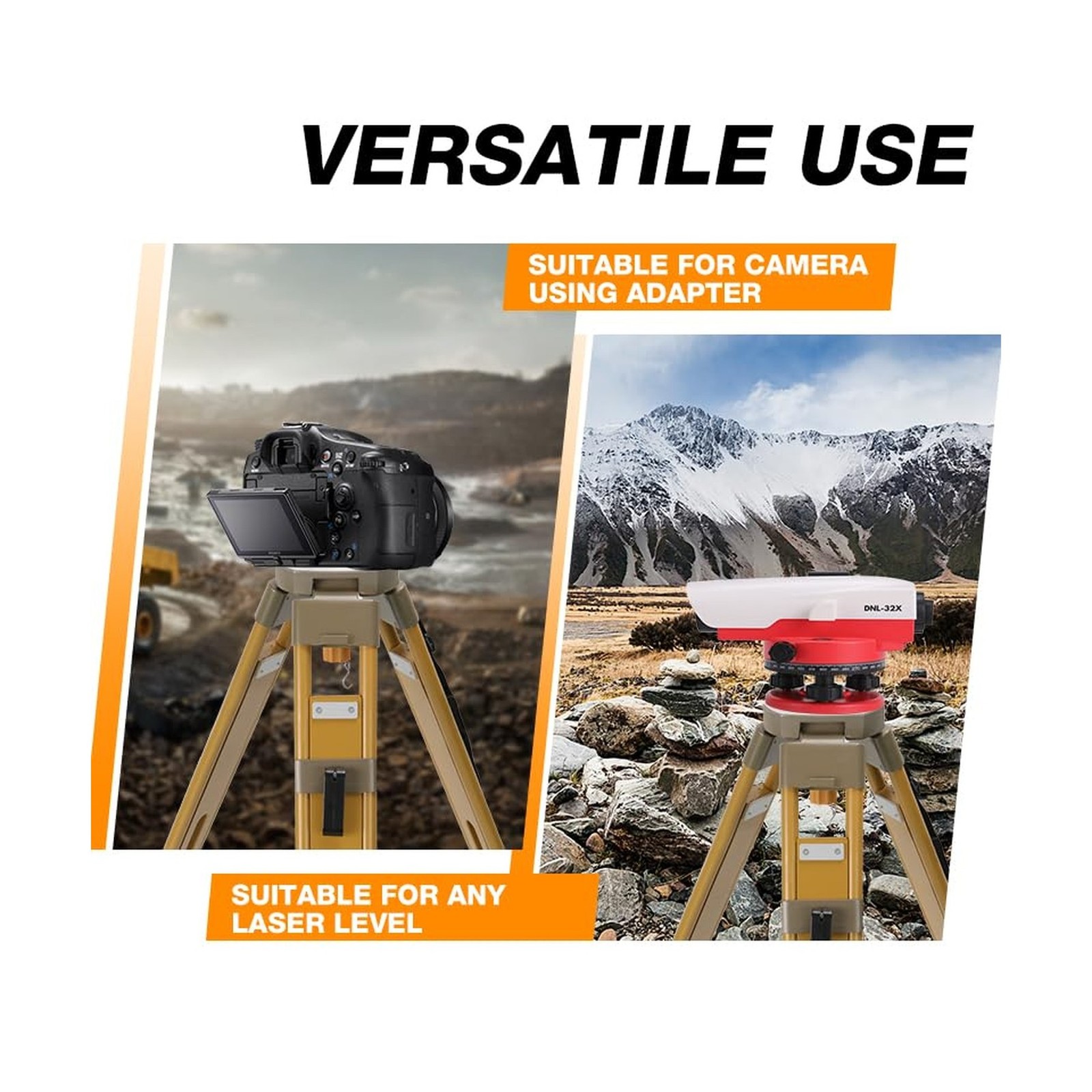 Surveying Wooden Tripod – Heavy-Duty and Adjustable for Total Stations& Theod…
