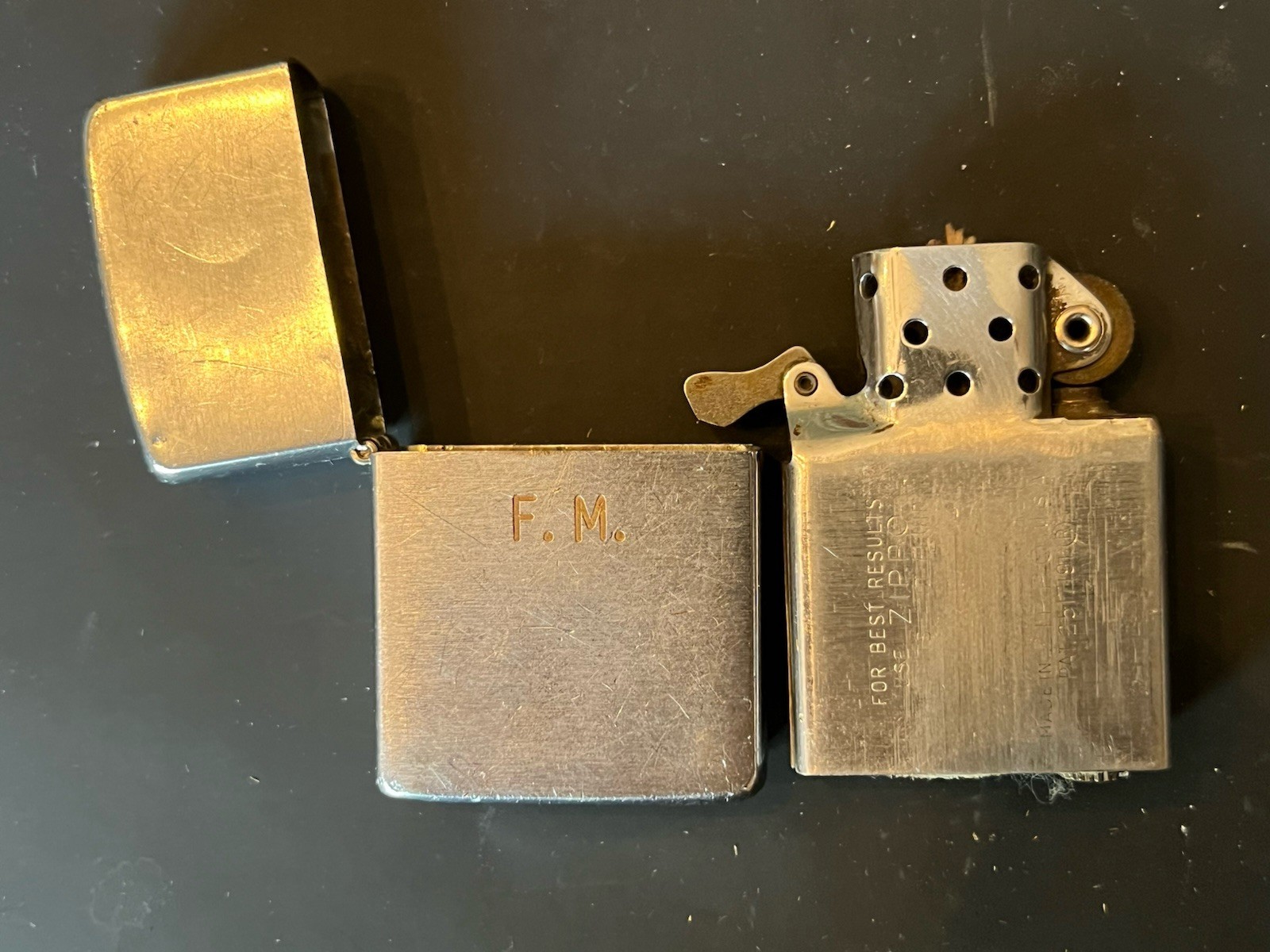 Vintage 1958 Zippo Brushed Chrome Lighter – Pat 2517191 Matching Insert