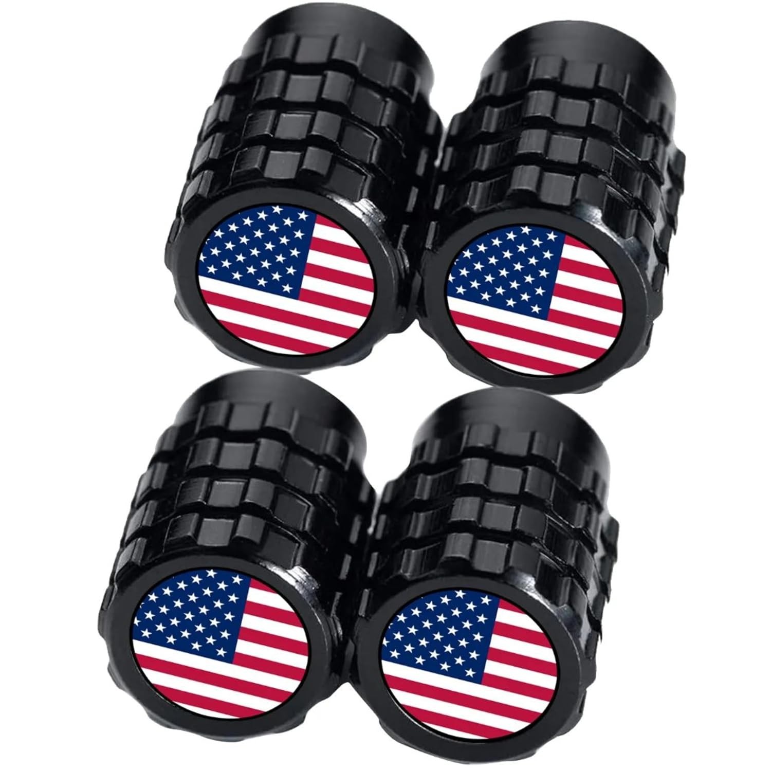 Leak Proof American Flag Anodized Valve Stem Caps with O-Ring Seal Valve Stem