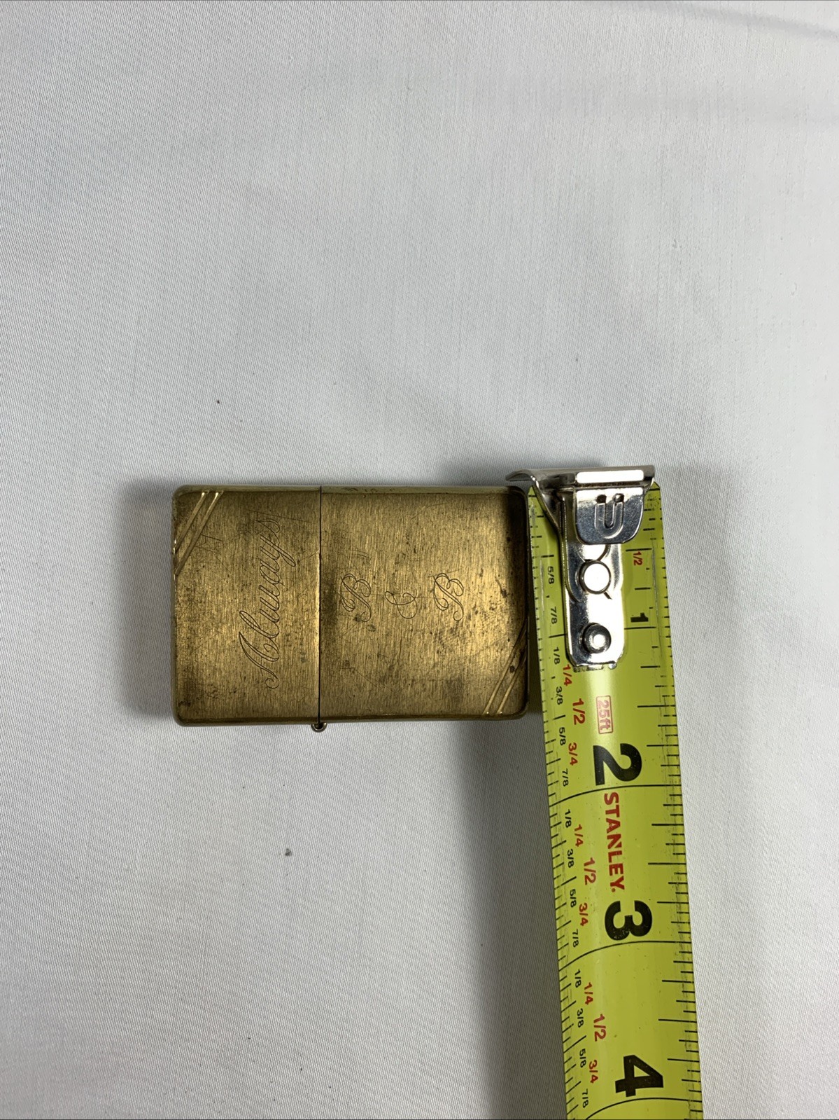 ZIPPO LIGHTER 2012 BRASS ZIPPO PAT. 2032695 (Engraved Always B & B)