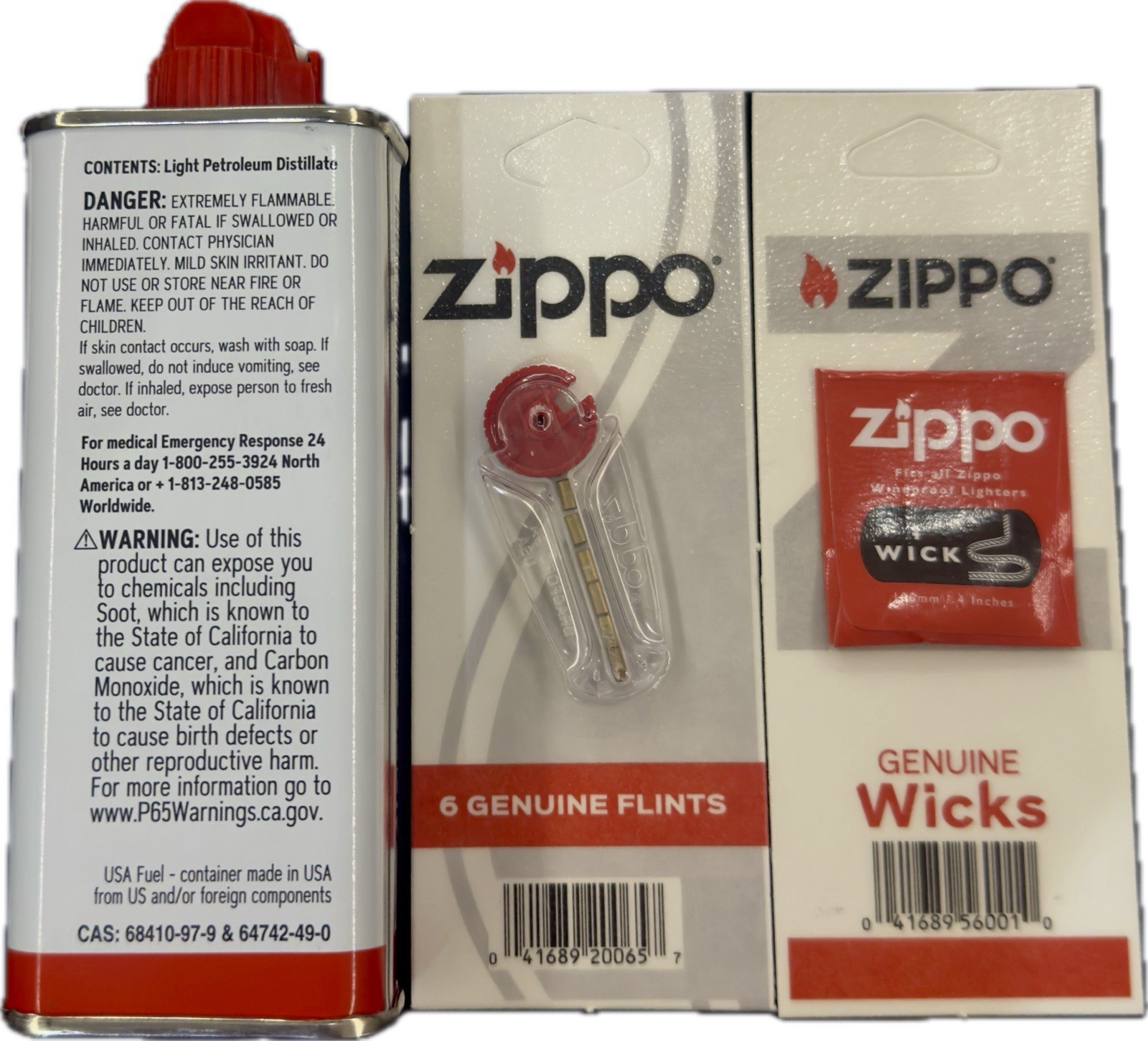 NEW Authentic Zippo Lighter Fluid 4oz 1 Flint & 1 Wick **Free Shipping**