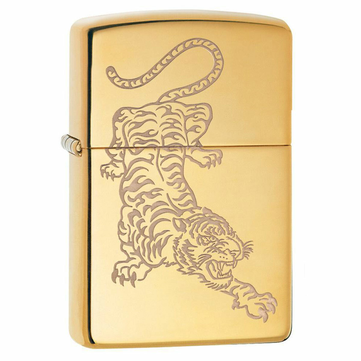 Zippo Windproof Lighter Tiger Design Gold High Polish Brass 29884