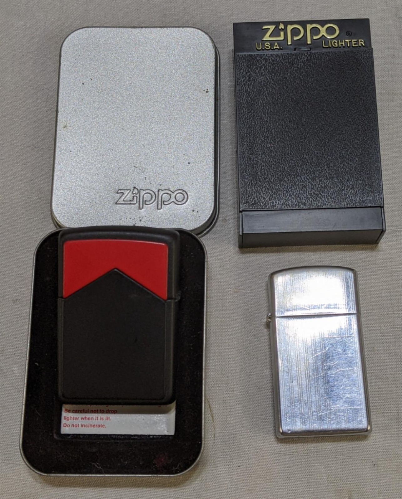 Zippo Lighter MARLBORO RED ROOF 2 Sides Black Matte 1996 No Burner, Slim III II