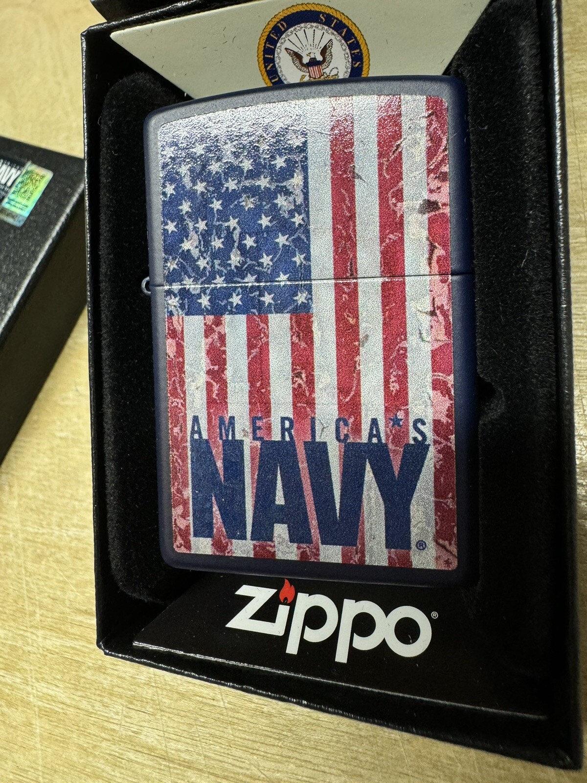 Zippo US Navy American Flag Design on Blue Lighter – 239 – New