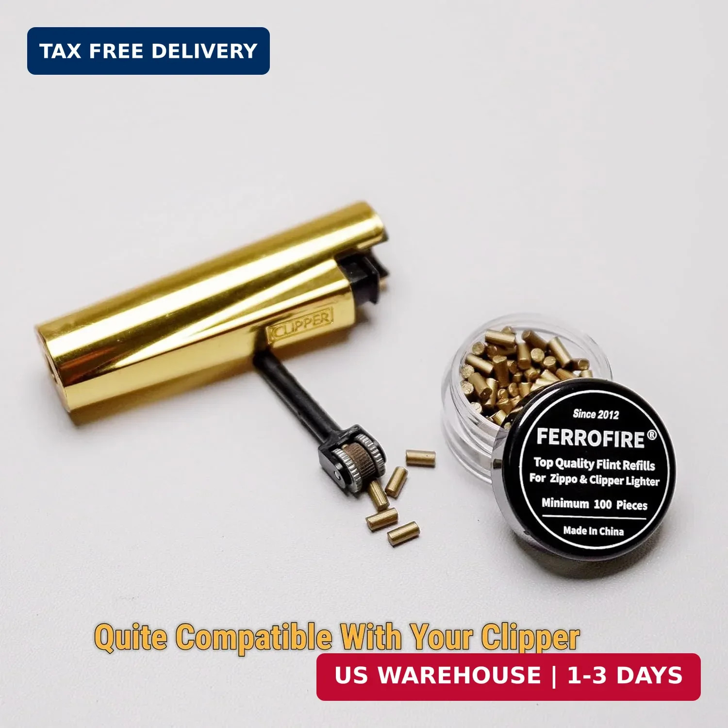 100-Pack Premium Replacement Flints Compatible with Zippo Clipper Lighters | Lon