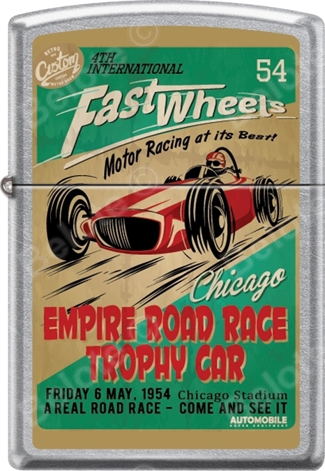 Zippo Old School 1940’s Race Club 12 Lighter Set Vintage Poster Street Chrome