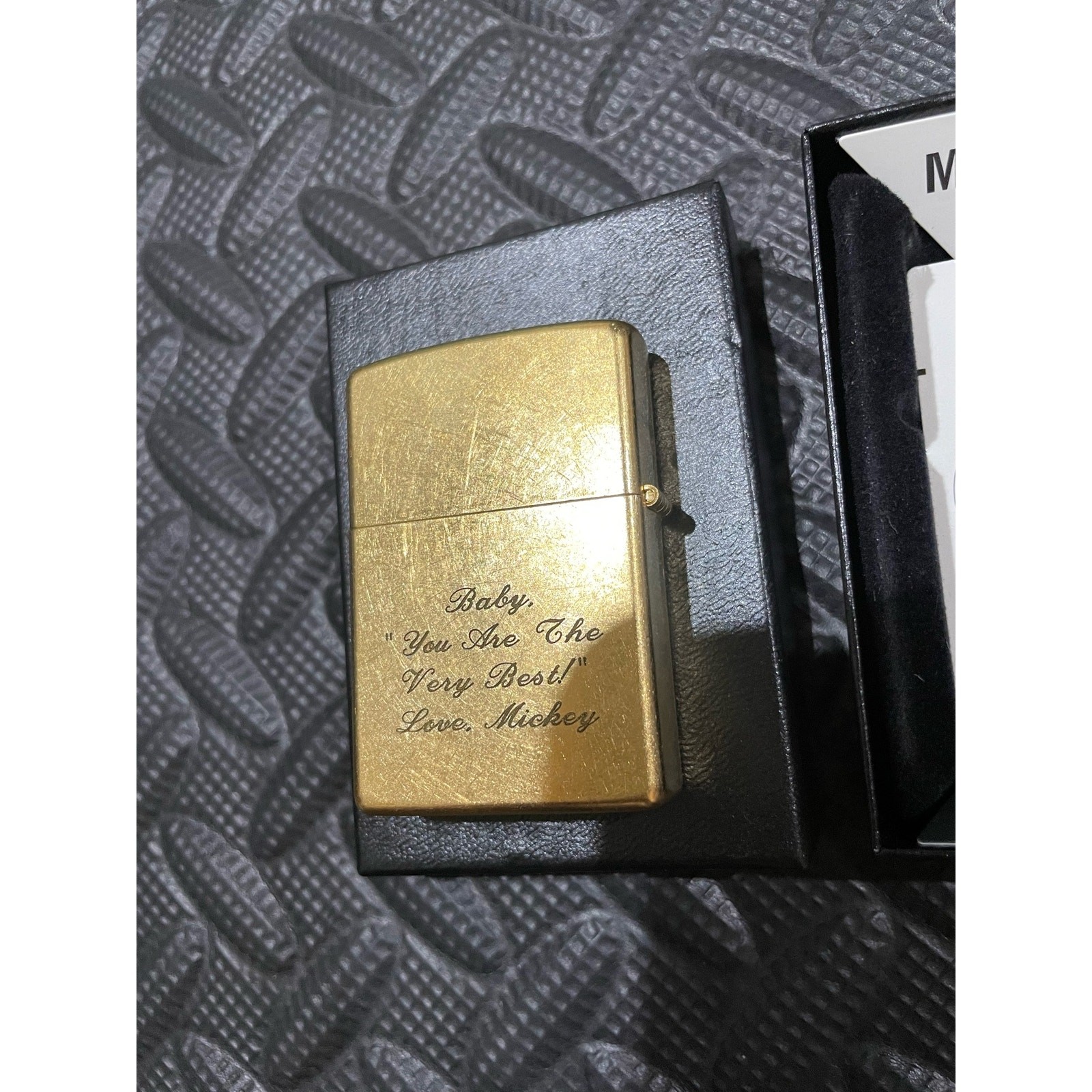 2009 Retro Flame in Gold Dust Zippo Lighter in box; Inscribed