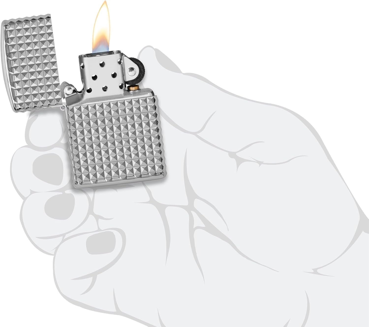 Zippo Geometric Diamond Design MultiCut Armor High Polish Chrome 48880