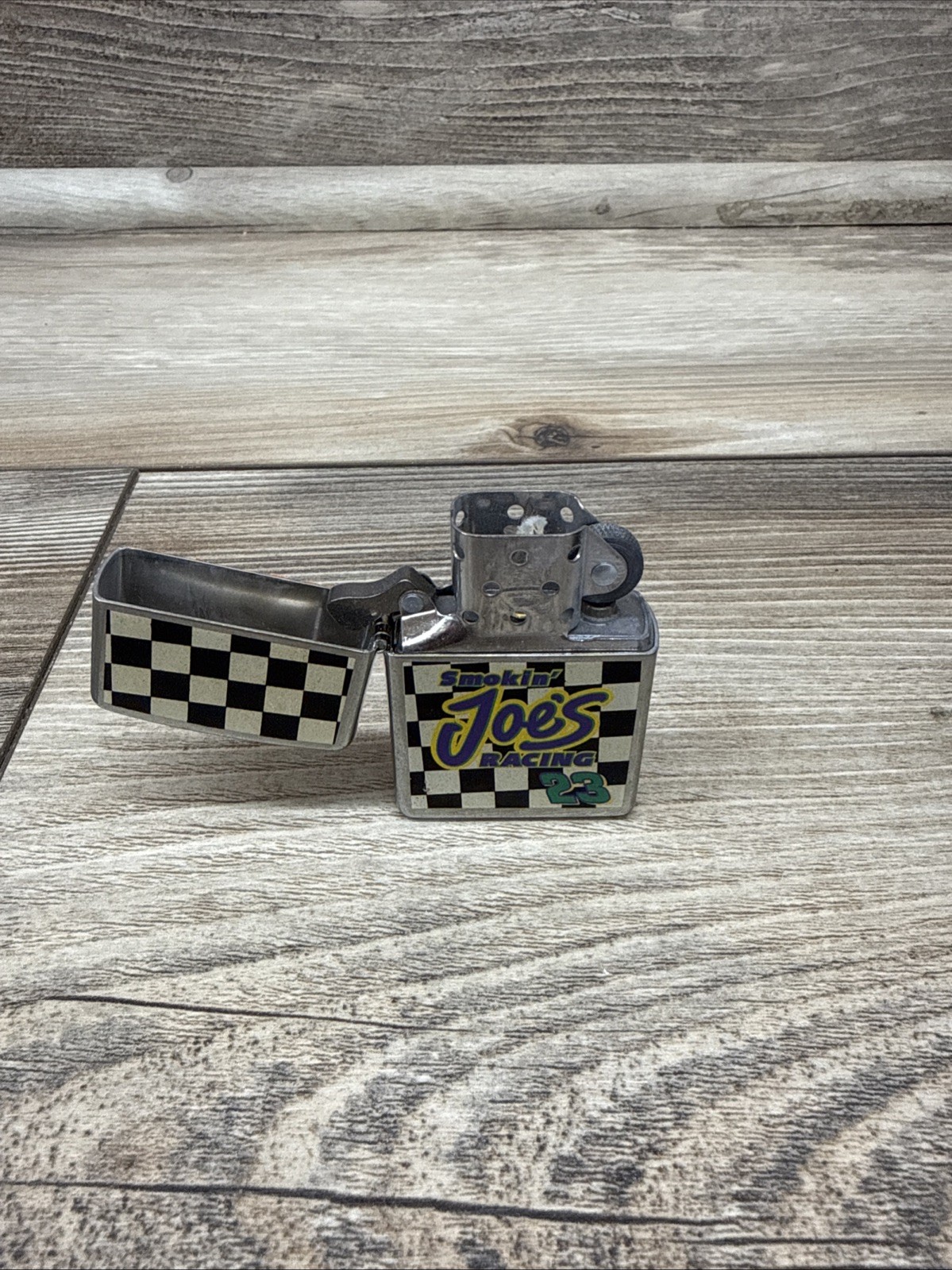 1997 Vintage Camel Zippo Smokin‘ Joe’s Racing Checkered Flag 23 Lighter Unfired