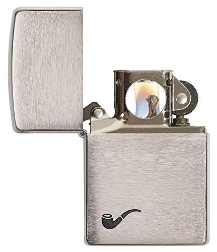 Brushed Chrome Black Pipe Lighter for Unisex Adults – Perfect for Smoking & Gift