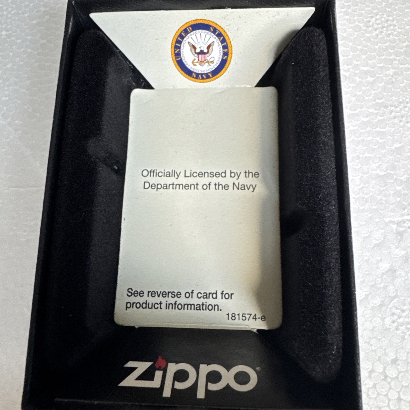 Zippo US Navy Logo with Aircraft Carrier on Chrome Silver Lighter – 250 – New