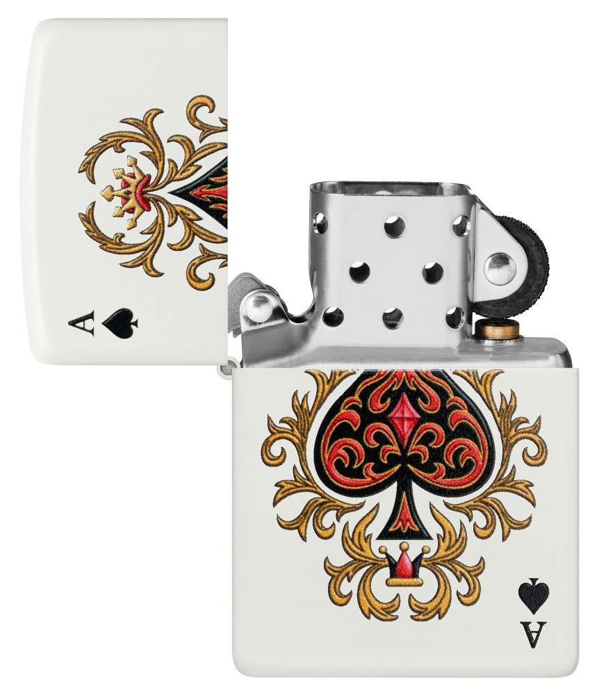 Zippo Ace of Jokes White Matte Windproof Pocket Lighter, 214-119718
