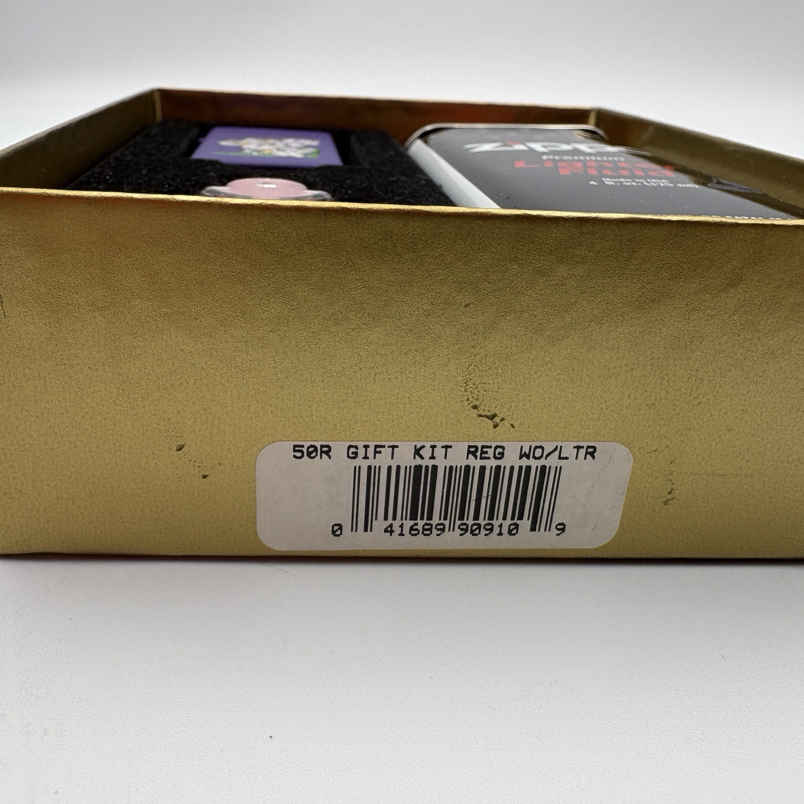 Zippo Lighter 2003 Gift Kit: Purple Textured Botanical Flowers Fluid and Flints