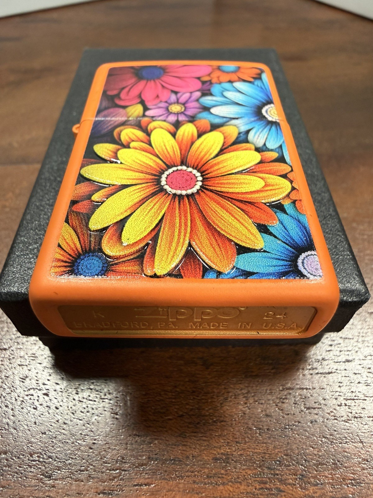 GENUINE Zippo TEXTURE 3D Lighter BEAUTIFUL FLOWERS Orange Matte NEW IN BOX