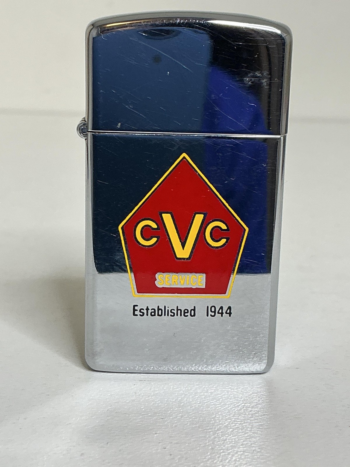 Zippo CVC Service Established 1944 Chrome Advertising Lighter USA Auto Logo